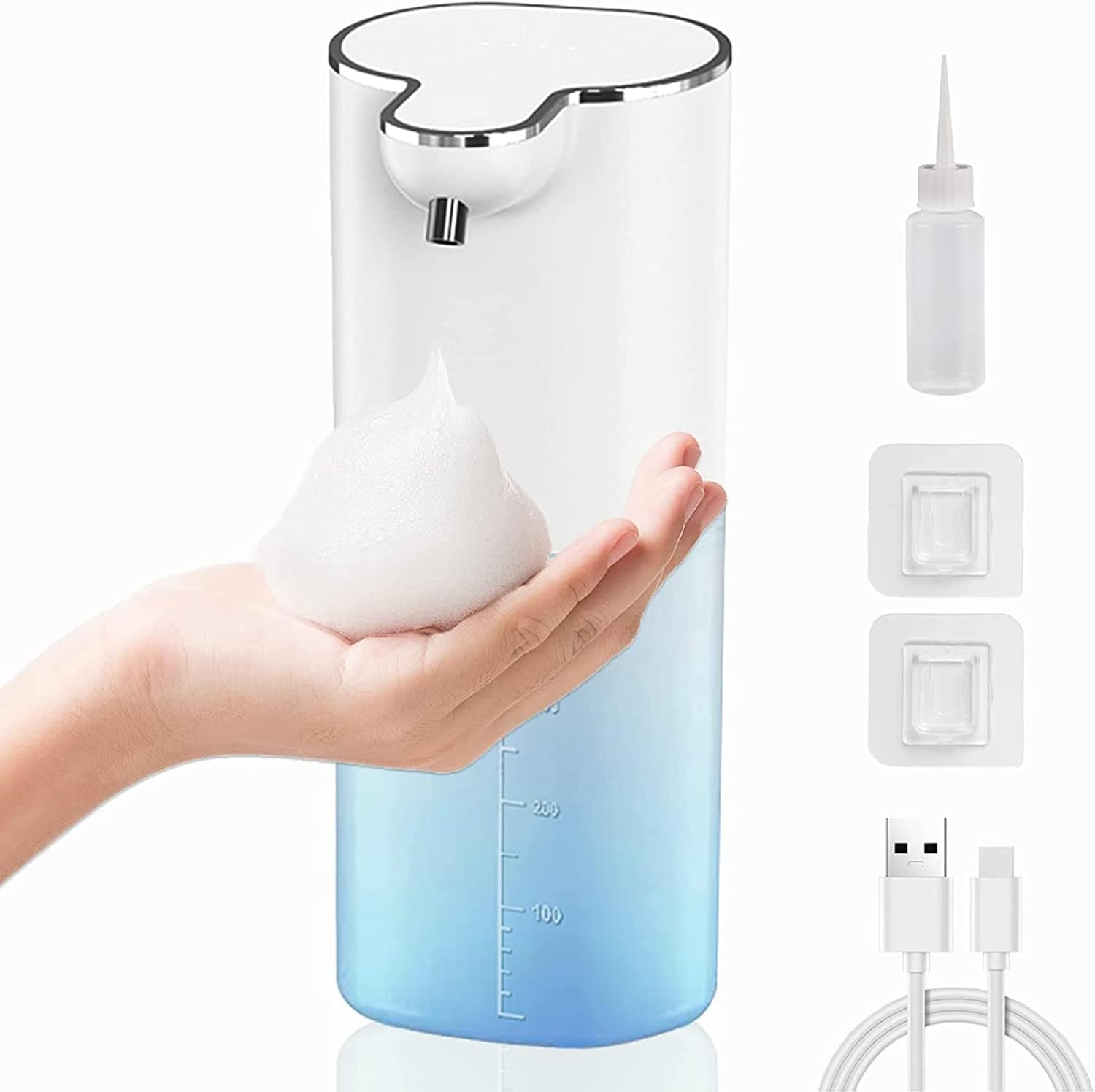 Youker Soap Dispenser Automatic Liquid Soap Dispenser 13.5Oz/400Ml Wall Mount Liquid Dispenser USB Rechargeable Touchless Hand & Dish Soap Dispenser Waterproof Pump for Bathroom Kitchen