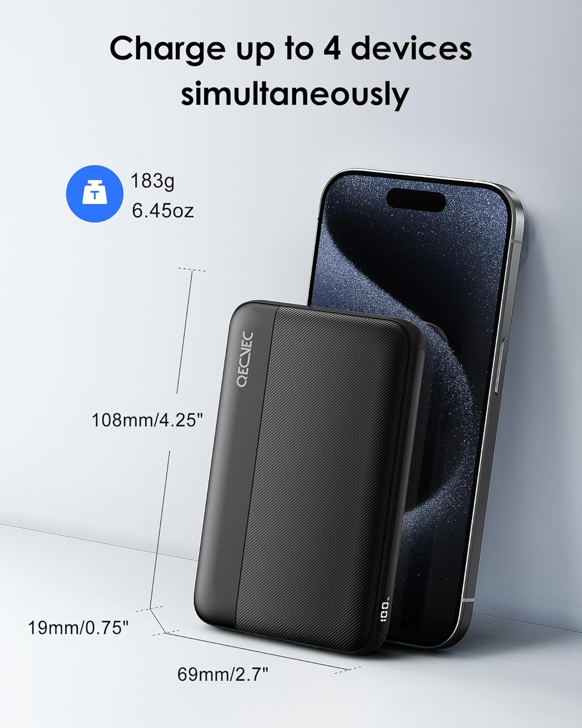 Power Bank 10000Mah, Portable Charger with Built-In Cables, 22.5W PD Fast Charging for Iphone & Android Devices, Ultra-Compact Travel Essential, Pocket-Sized Design-Black - White image number 5