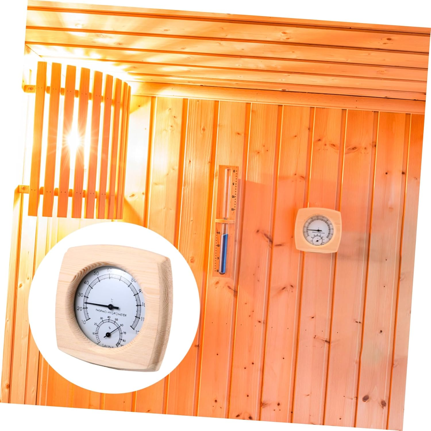 Kisangel Sauna Thermometer Hygrothermograph Wooden Thermometer and Hygrometer for Sauna Accessory image number 5