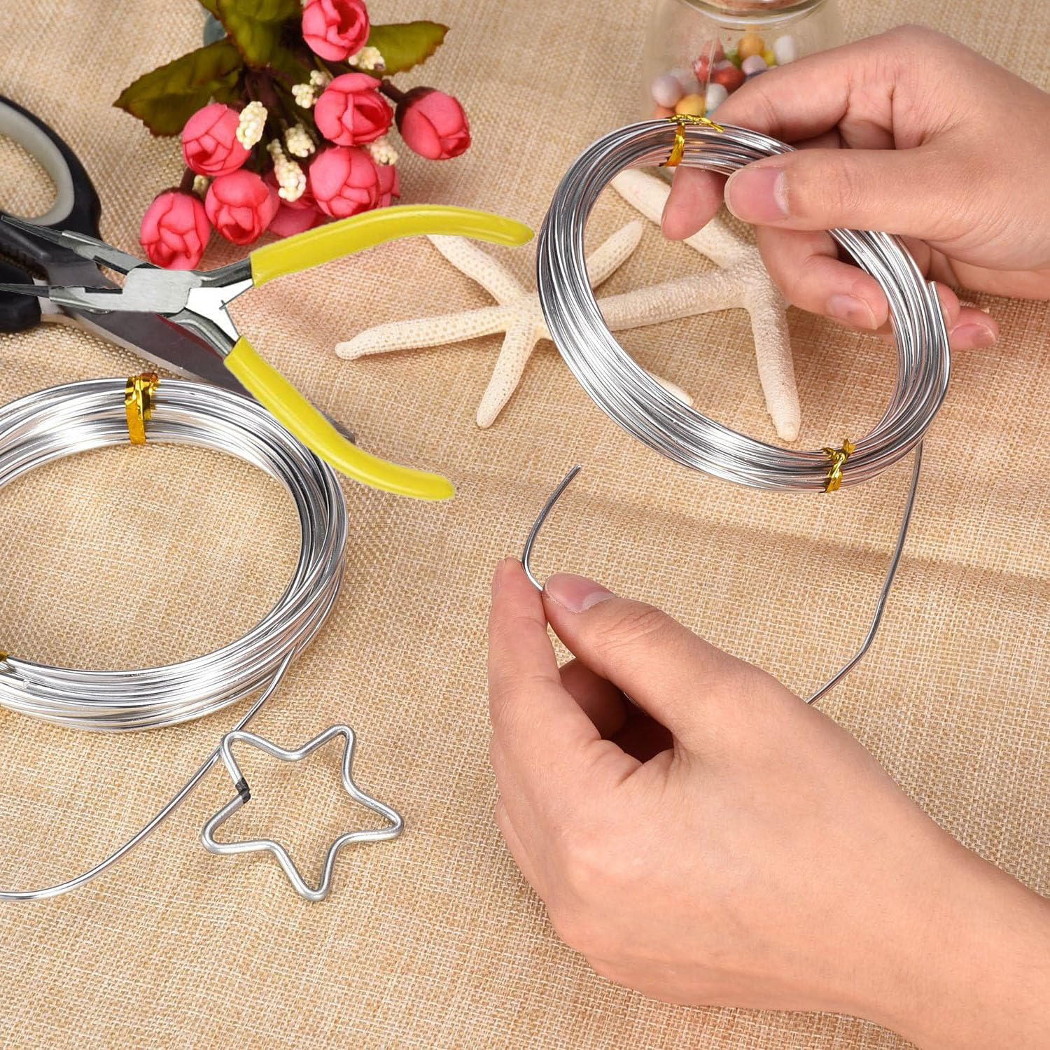 4 Rolls Silver Aluminum Wire,Diy Craft Art Wire,Flexible Bendable Craft Metal Wire, for Jewellery Modelling Making, DIY Sculpture and Crafts(0.8Mm*5M,1Mm*5M,1.5Mm*5M,2Mm*10M) image number 2