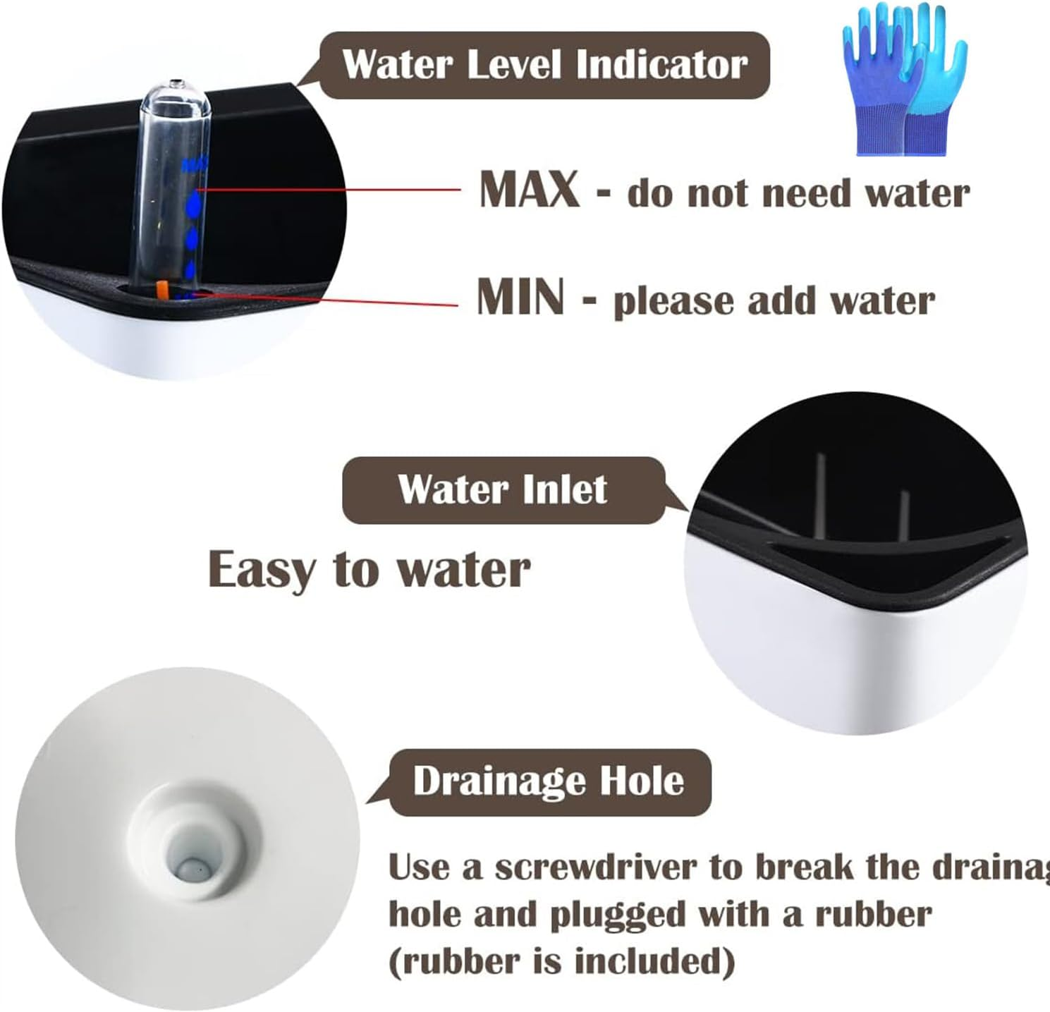 Self Watering Planters Rectangular Window Herb Planter Box for Indoor Plants Garden Balcony, Window Sill Planters with Water Gauge Indicator (2Pcs) image number 4