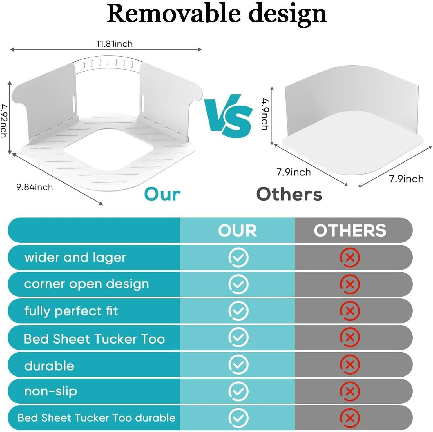 Bed Sheet Holder &ndash; Premium Lock Fitted Sheet Holder, Heavy-Duty Bed Sheet Fasteners, Secure Corner Straps for All Mattress Sizes, Easy to Install（Gray） image number 3