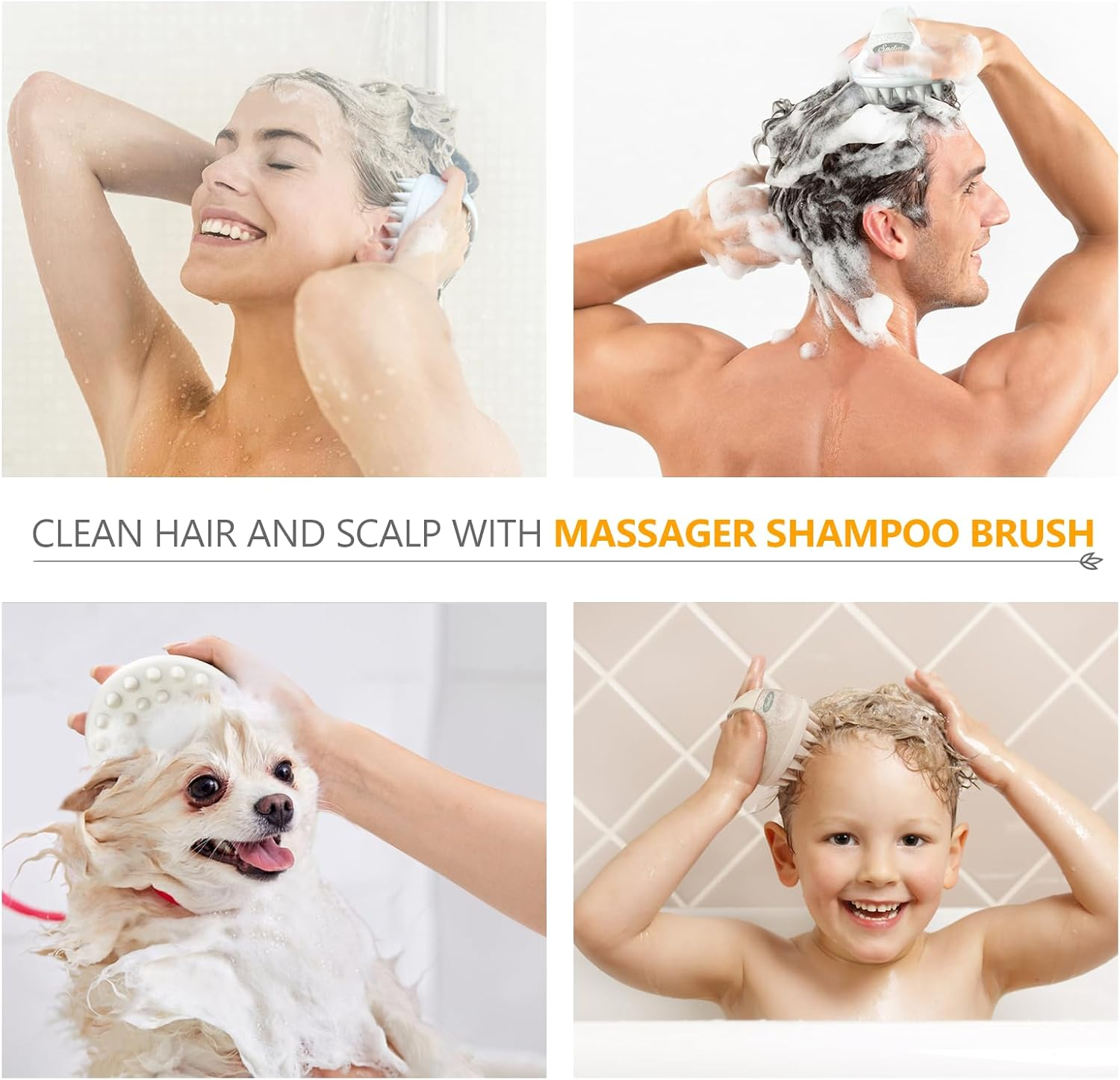 Sndyi Silicone Scalp Massage Brush, Exfoliating & Head Massage, Wet & Dry, Reduces Dandruff, Stimulates Hair Growth, Beige - Sky Blue image number 4