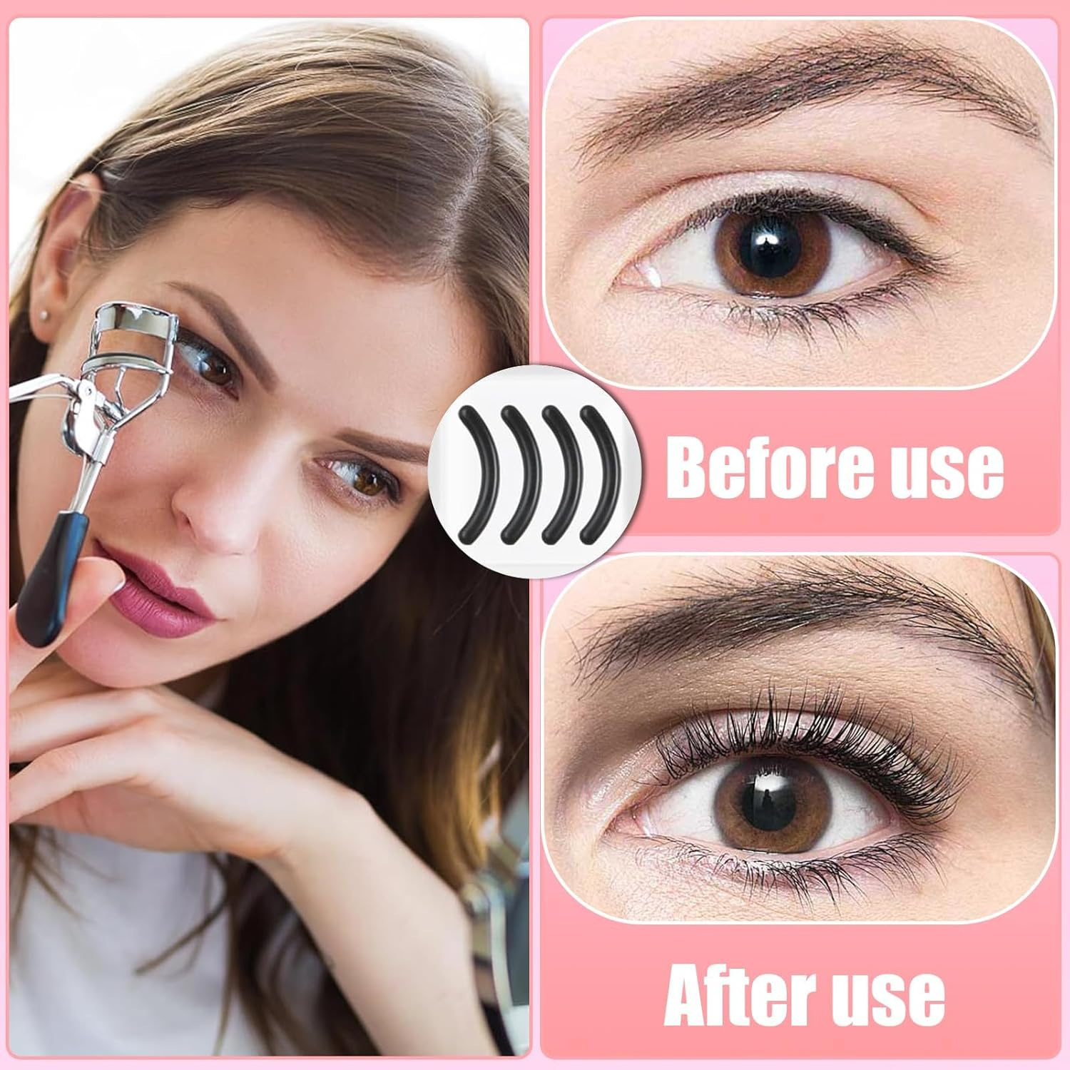 Eyelash Curler Pads, 30 Pcs Silicone Eyelash Curler Pads, Eyelash Curler Strip for Universal Eyelash Curler (Black)