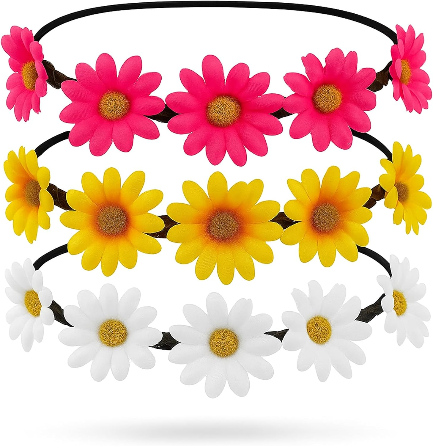 Hatstar Flower Wreath, Set of 3, Hair Accessories with Elastic Band for Women and Girls, Costume Accessory for Oktoberfest, Festival, Mallorca Party and Schlagermove