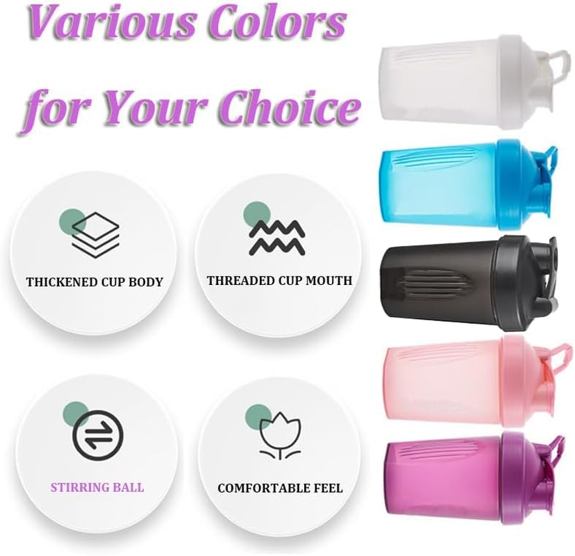 Zukent Protein Shaker Bottle with Stainless Steel Mixing Ball, Shaker for Protein Shakes, Protein & Supplement Shaker Bottle, BPA Free, Dehp-Free, Leakproof, for Fitness Sports Gym - 400Ml (Purple) - Black image number 3