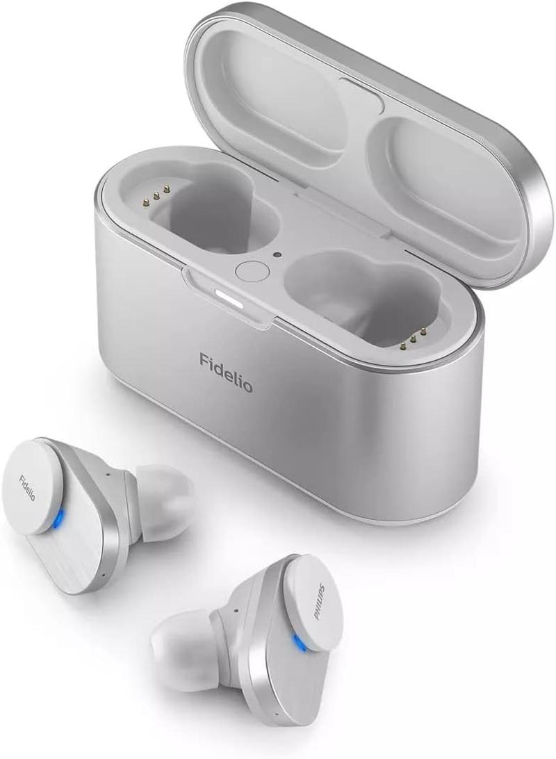 Philips Fidelio True Wireless Noise Cancelling Pro+, More Music. 48 Hours, 2-Way System. Balanced Armature, Comply T1WT/00 Earplugs, White