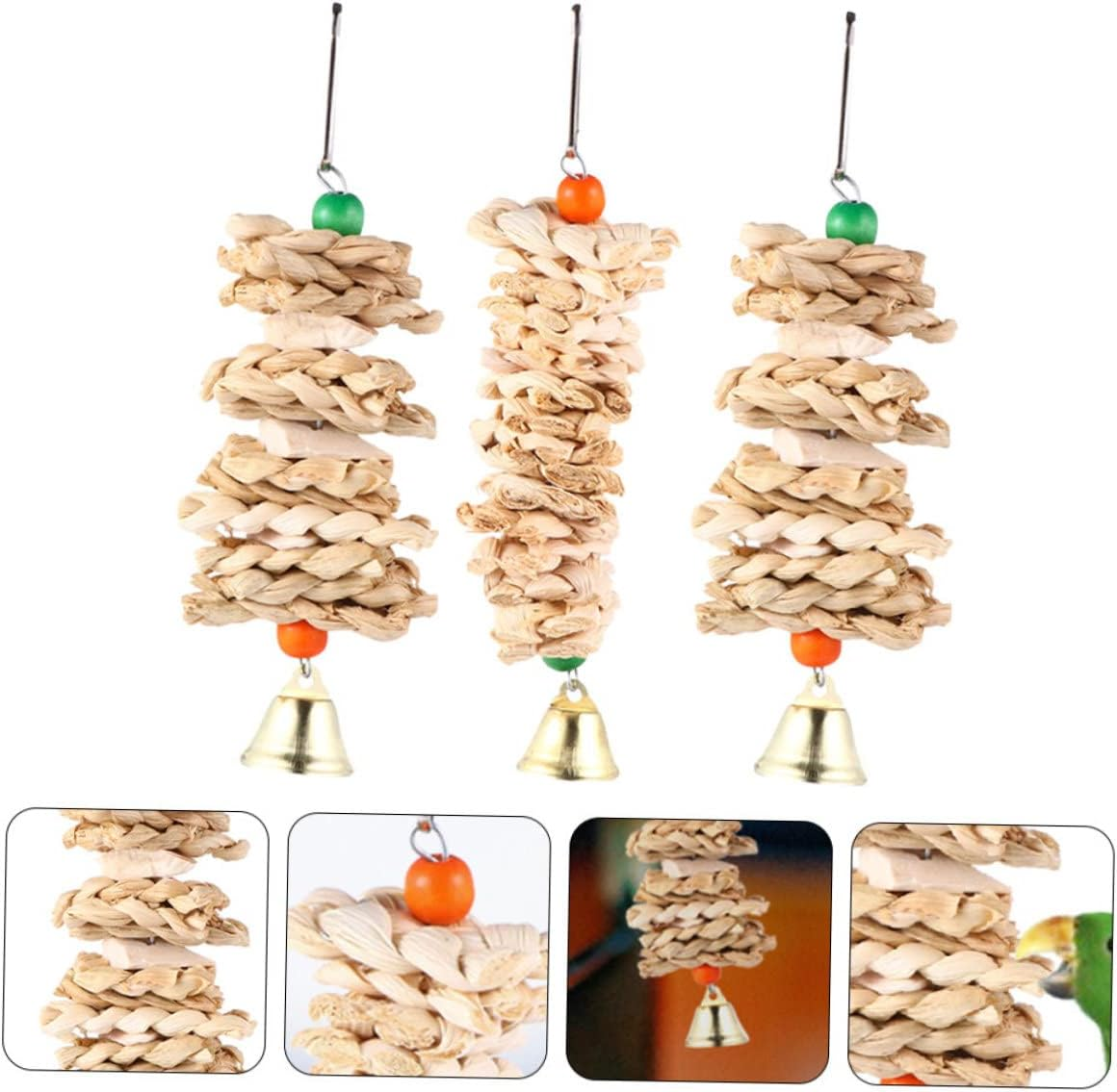 DINHEAROM 3Pcs Fun Bird Cuttlebone Toy for Parrots Parakeets Cockatiels Bite-Resistant Decorative image number 2