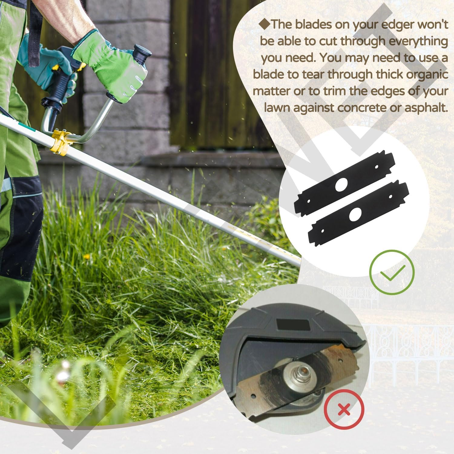 LIZEWEI 2-Pack AC04215 8" Reversible Heavy Duty Hardened Steel Edger Blade Expand-It - Compatible with Ryobi UT50500, UT15518, RY15518, RYEDG11, P2310 and P2300B Heavy Duty Edger (818-928) image number 6