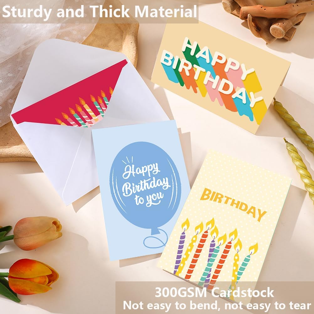 Vekol 24 Pack Unique Birthday Cards, Happy Birthday Cards Bulk with Envelopes and Stickers,4X6 Inch Assorted Blank Birthday Greeting Cards, Suitable for Men, Women, Kids, Work and Office Celebration (24PCS Multicolor 1) - 24Pcs Multicolor 2 image number 7