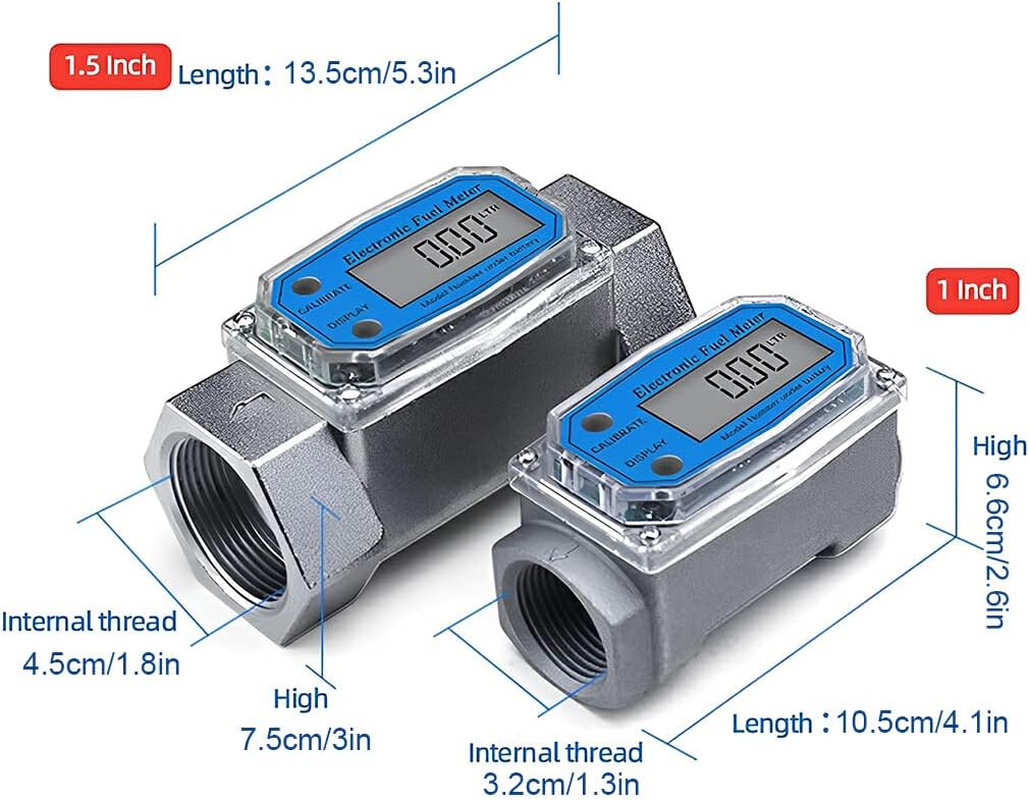 Electronic Turbines Flows Meter High Accuracy Measuring Flowmeter Gauge LCD PCB Flows Indicator Sensor Counter, 1.5Inch image number 1