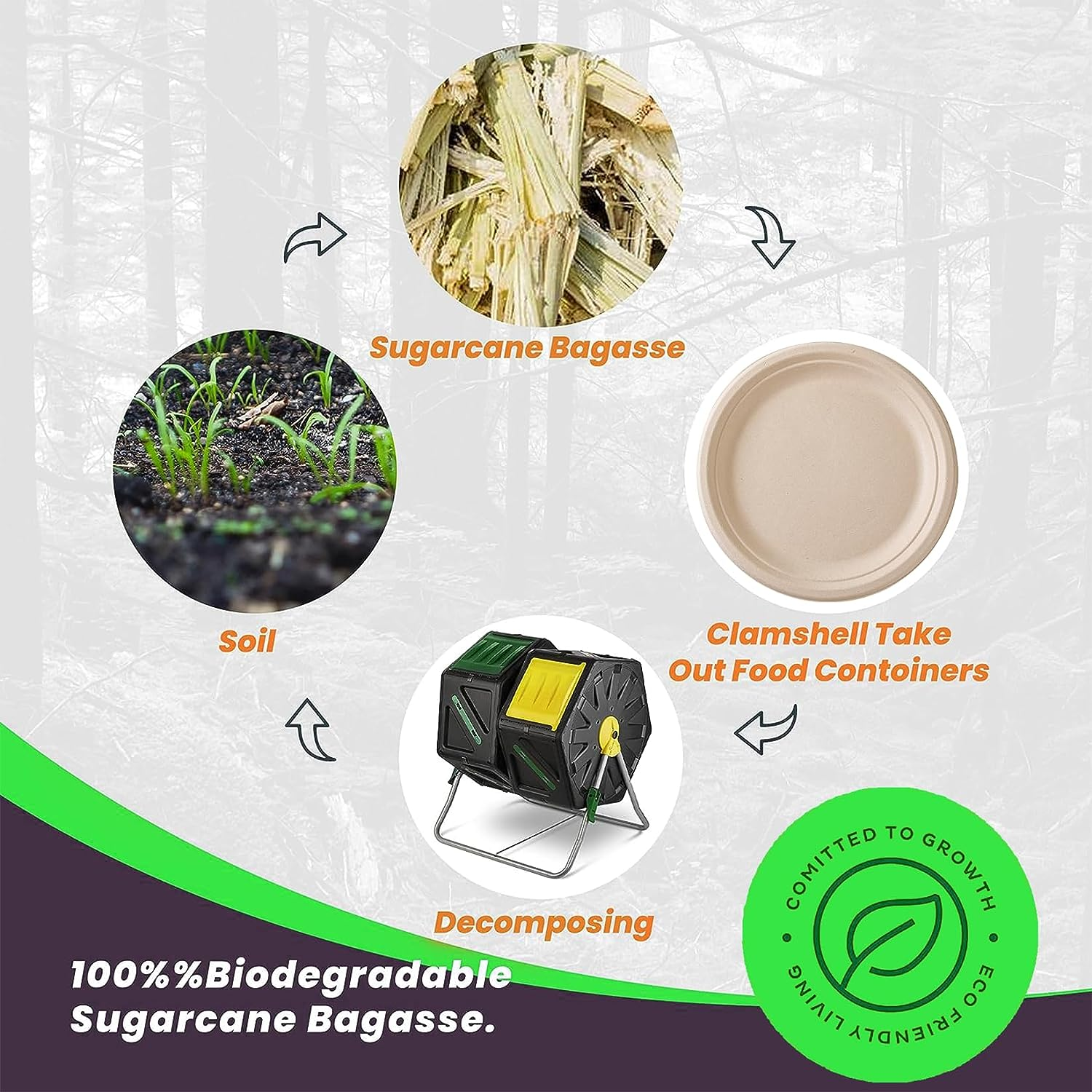 Disposable Paper Plates 10 Inch Compostable Plates 50 Pack Biodegradable Surgarcane Fiber Dinner Plates (10 Inch Plates) - 9 Inch Plates image number 4