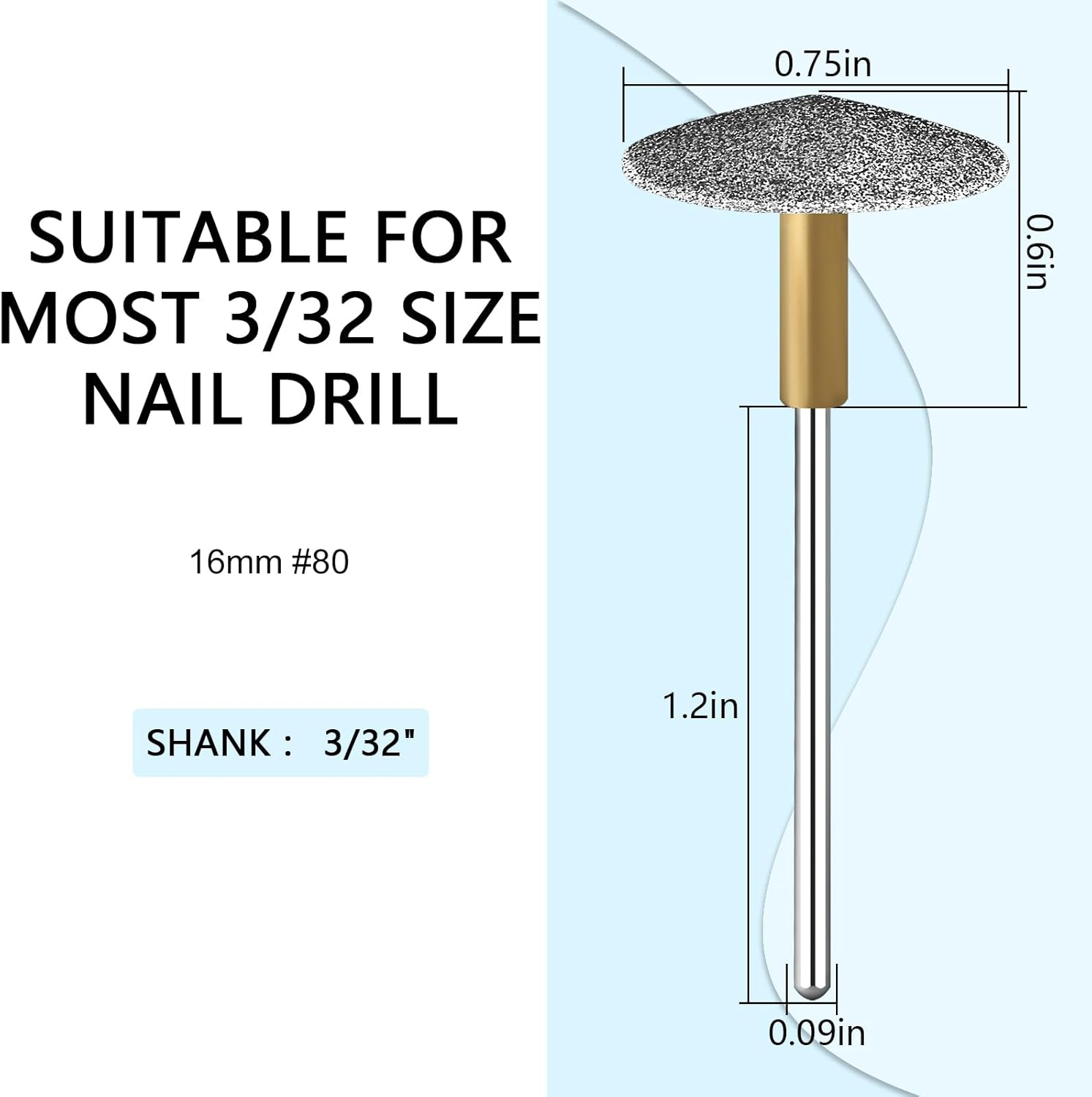 C12Rtive Pedicure Drill Bit, Diamond Carbide Foot Nail Drill Bit,Stainless Steel Professional Pedicure Foot Calluses Sanding Polishing Bits for Cracked Skin Callus Removal for Home Salon & Diy(Coarse) - Coarse image number 2