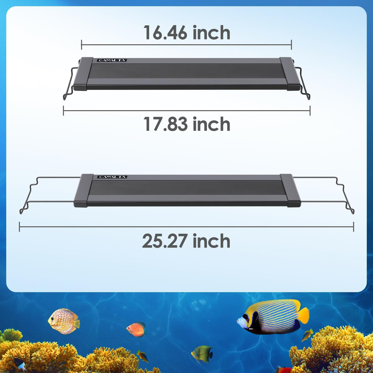 Gamalta Aquarium Light,18W 24/7 Natural Mode,9 Light Modes(Water Grass Mode & 7 Colors & Cycle),Adjustable Timer and 7 Color Brightness - with Expandable Mounting Bracket for 18~24IN Fish Tank image number 1