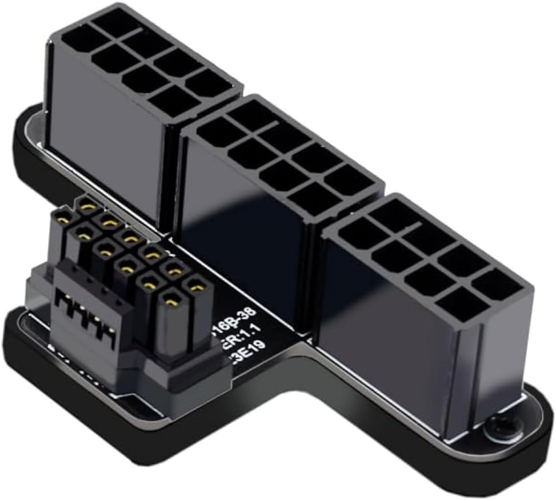 CY Adapter 12VHPWR ATX3.0 PCI-E 5.0 Power Modular to Three ATX 8P Adapter for 4080 5090TI 16Pin 12+4P Graphics Card (Down Angled 90 Degree)