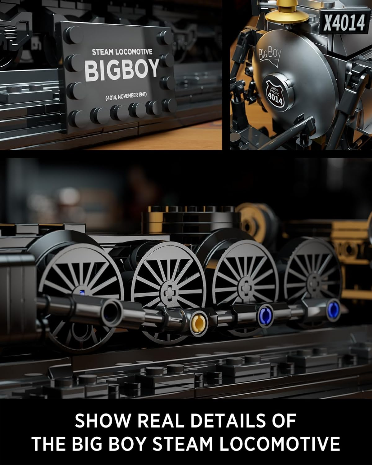 Nifeliz Big Boy Locomotive, Articulated Steam Locomotive Building Block Set, Legendary Steam Train Display Kit for Gift Giving (1,818 Pieces) image number 4