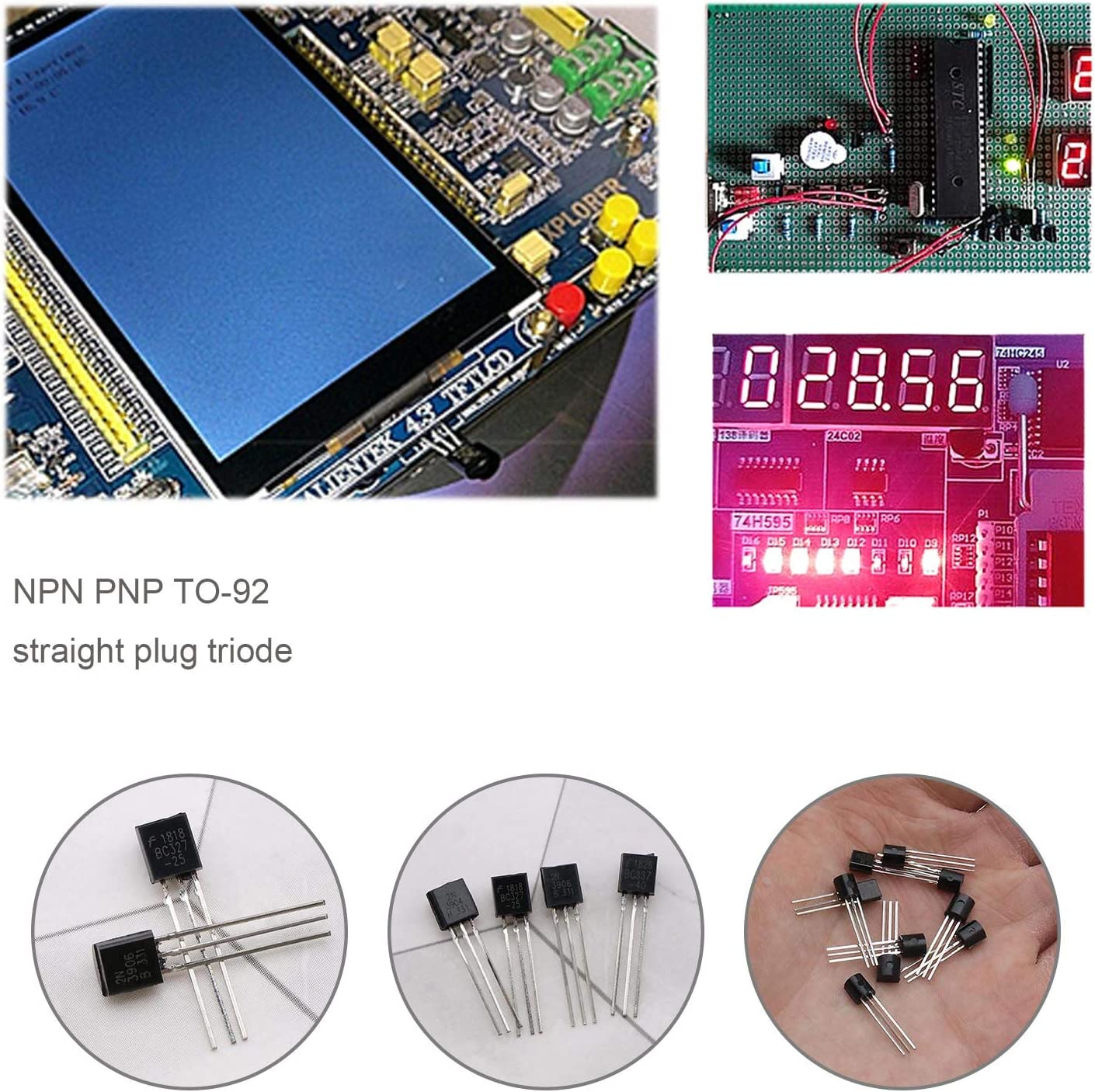 Emsea 200Pcs NPN PNP 3-Terminal TO-92 Transistor Assortment Kit BC337 BC327 2N2222 2N2907 2N3904 2N3906 S8050 S8550 A1015 C1815 image number 6