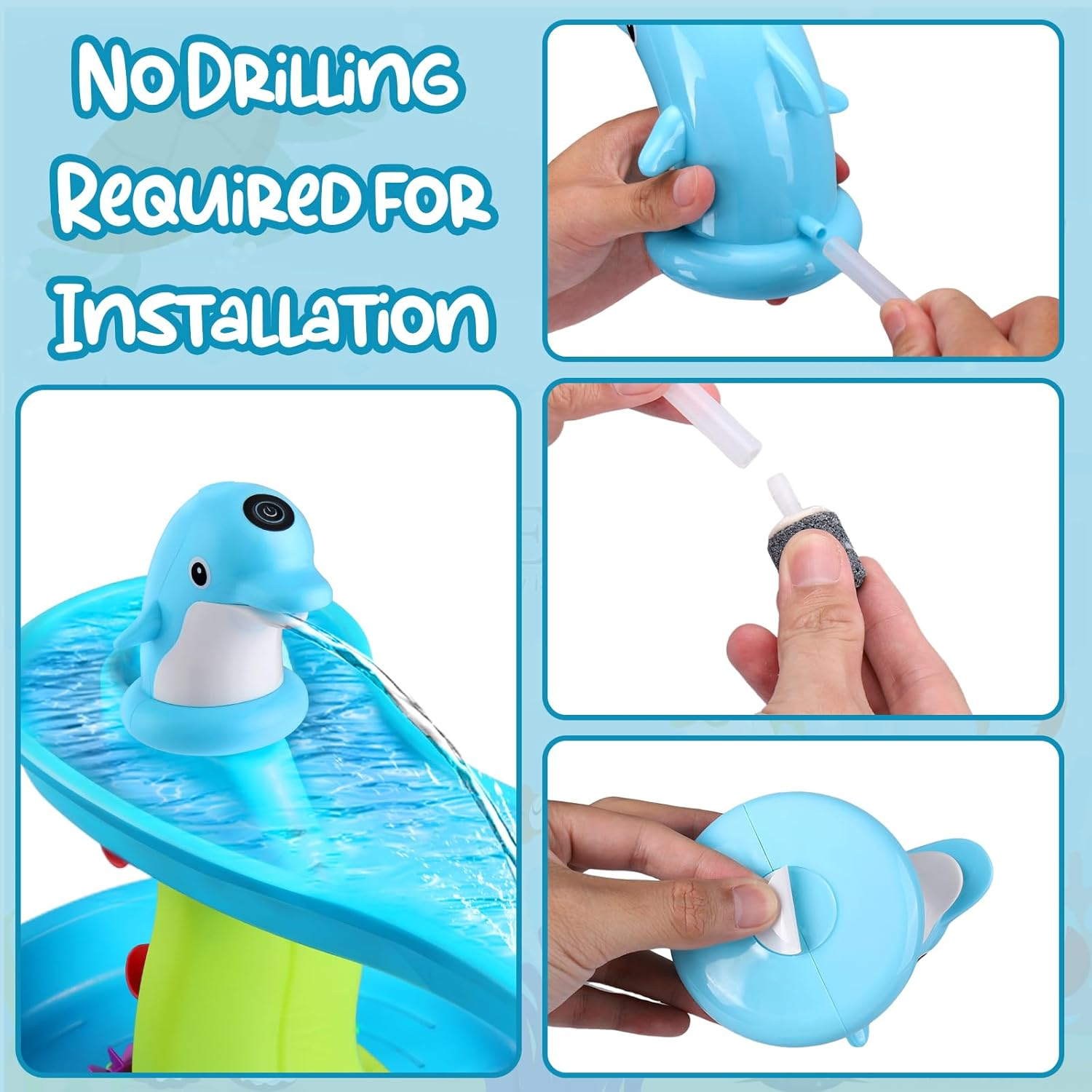 Water Table Pump Continuous Flow,Cordless Kids Battery Powered Water Outdoor Pump,No-Hole Installation Electric Rechargeable Not Octopus Water Tablepump,Watertable Accessories