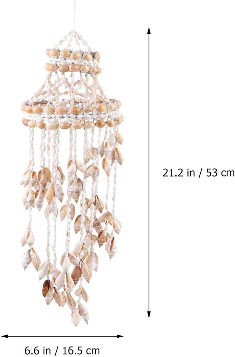 Veemoon Hanging Shell Wind Chime, Decorative Ocean Ring Chime Outdoor Chimes Artistry Seashell Wind Bell for Indoor Outdoor Garden Home Decor image number 2