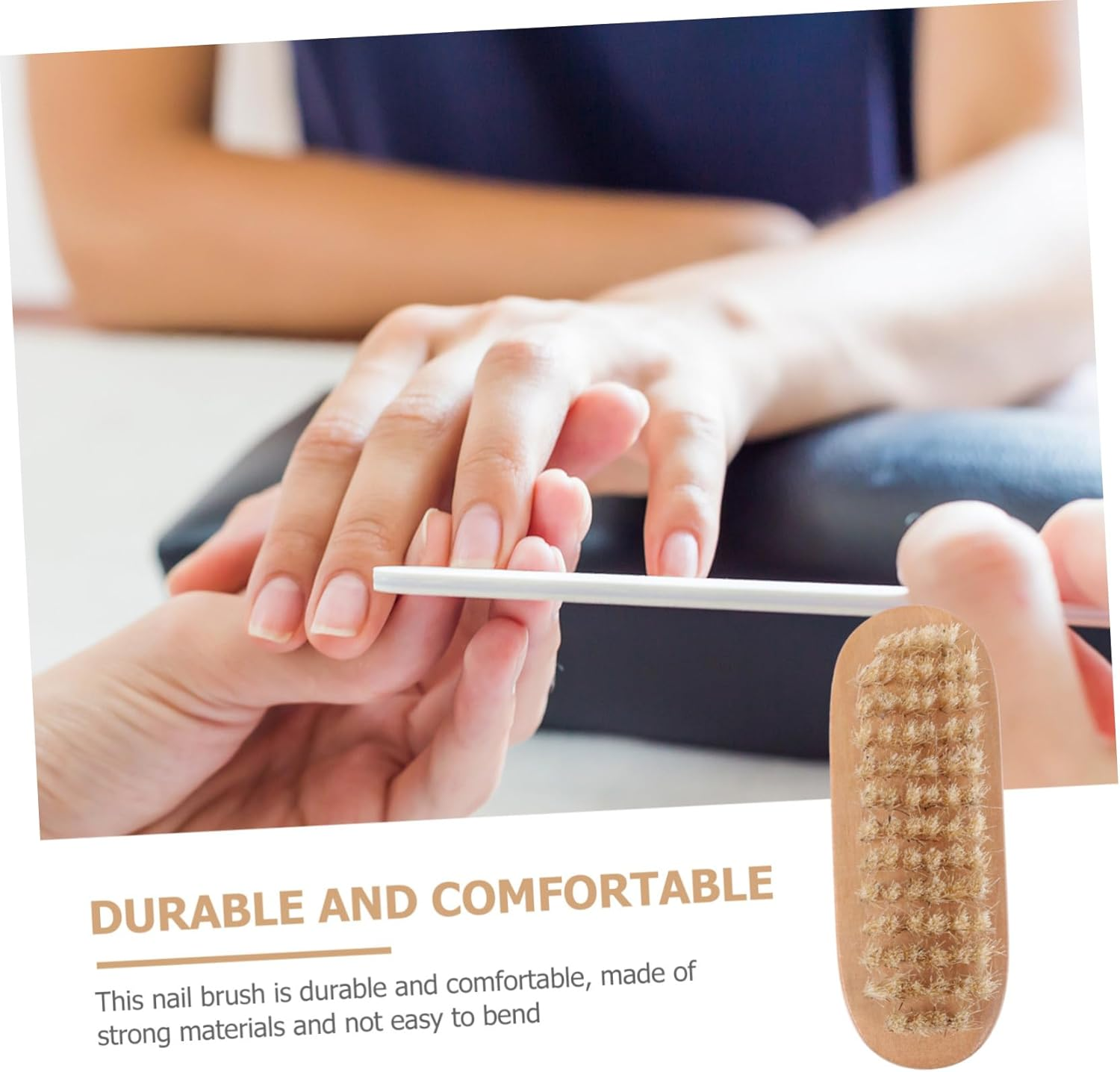 Wooden Bristle Nail Brush Fingernail Brush for Manicure Nail Dust Cleaning Suitable for Home and Salon Use image number 5
