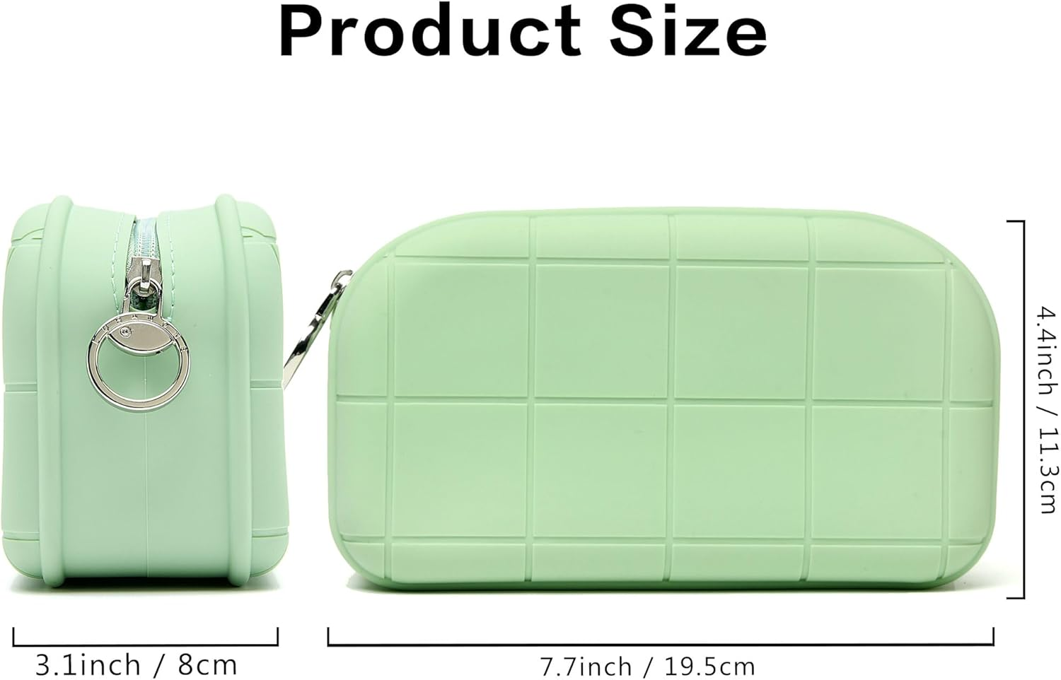 Lubanone Silicone Makeup Bag Travel Cosmetic Bag Stuff Bag Makeup Pouch Cute Makeup Organizer Versatile Zipper Pouch for Women, Green, Cosmetic Makeup Bag image number 5