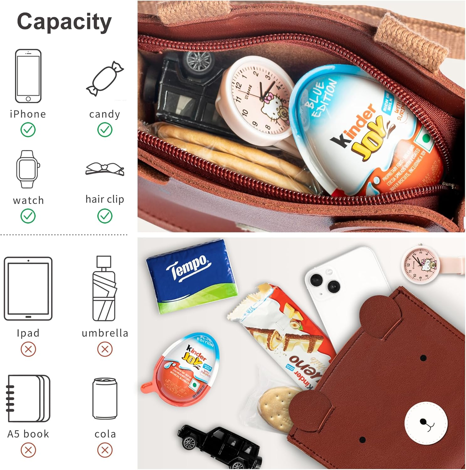 Kids Backpack Children'S Shoulder Bag Girls Mini Backpack Boys Crossbody Bag Teenage Purse Cute Animal Bag 2-In-1 Style Small Size for 3 Years and Up - Bunny image number 6