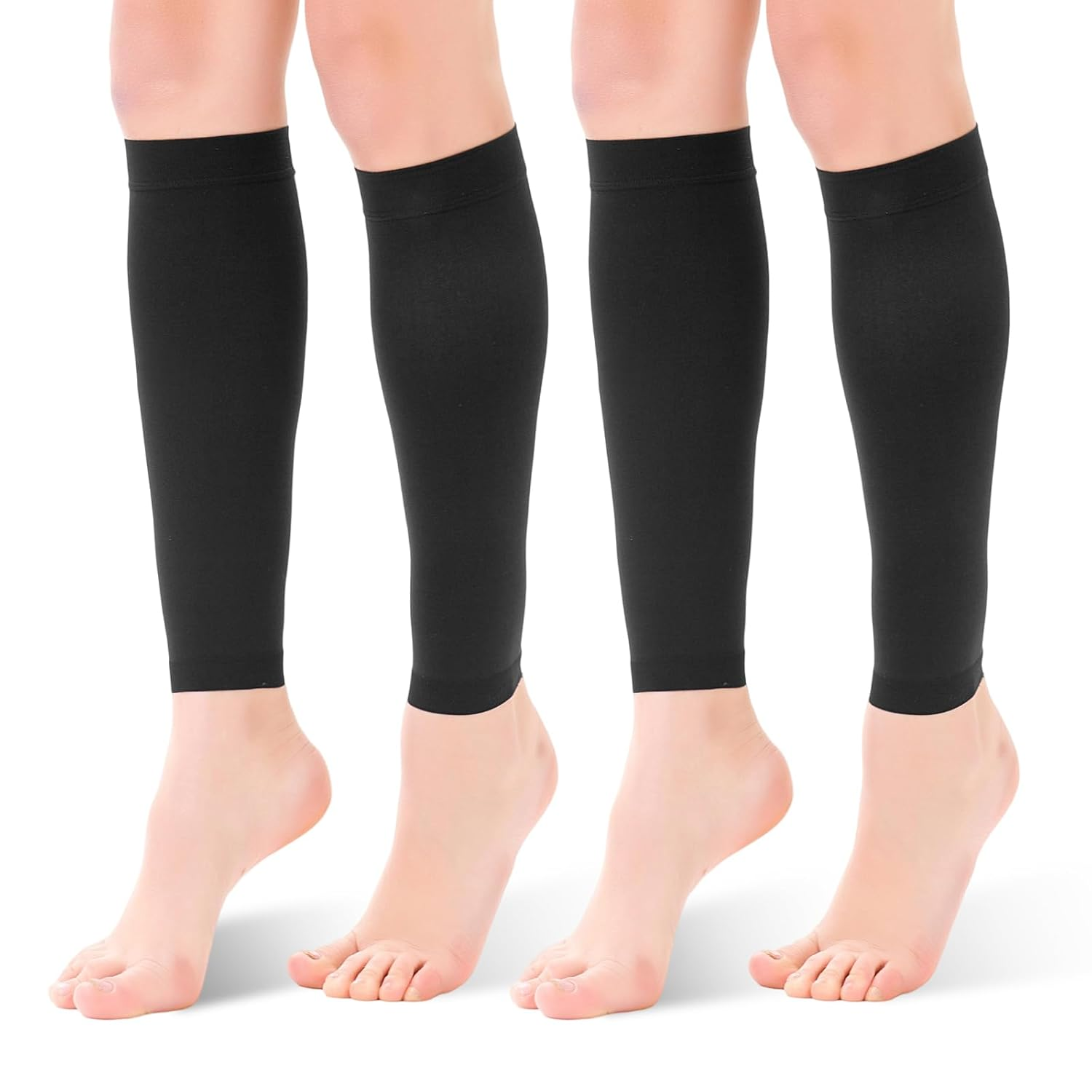 2 Pairs Calf Compression Sleeve Men Women, 20-30 Mmhg Calf Compression Socks for Women, Footless Compression Socks for Travel Flight