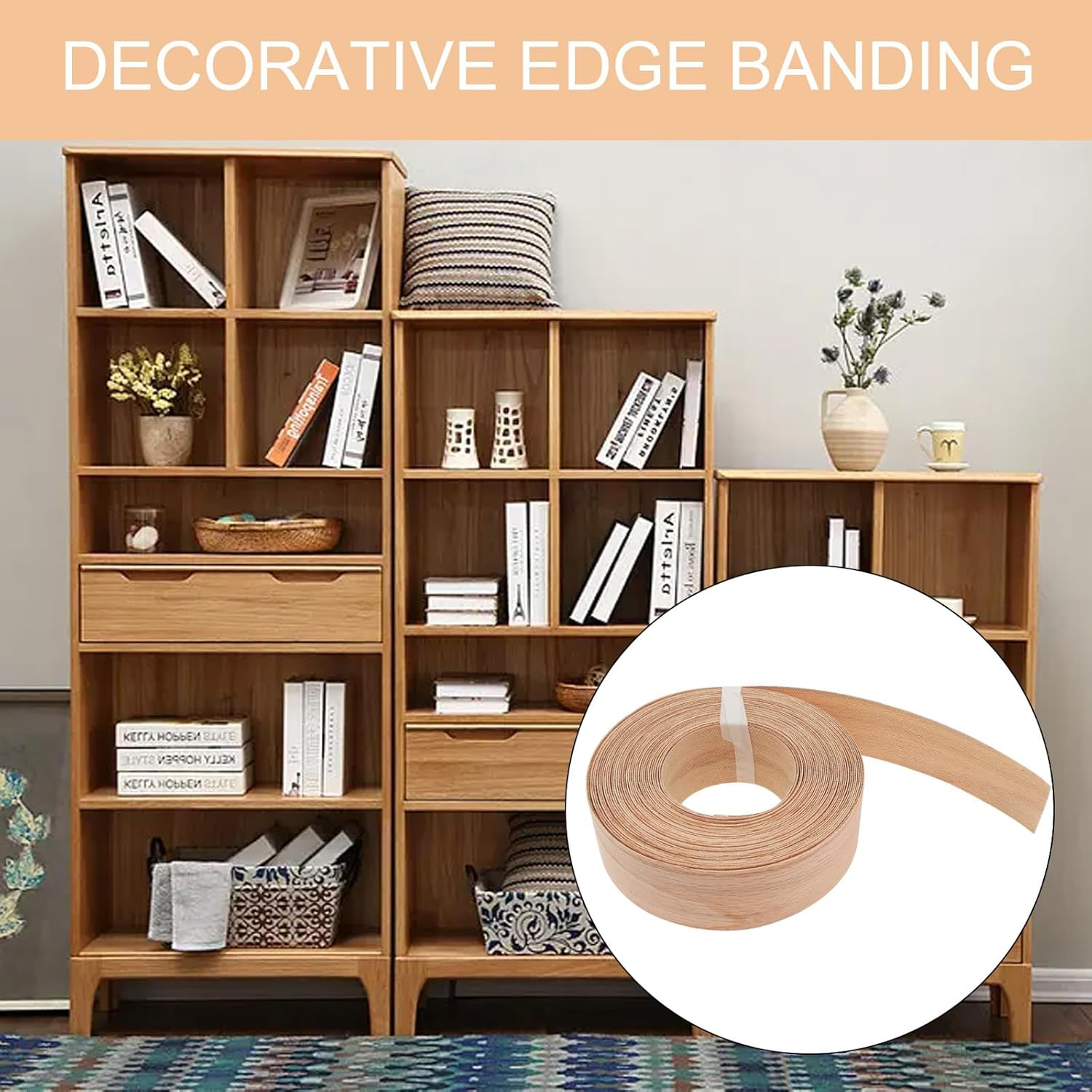PNXKTXO Oak Edge Banding 2 Inch X 50Ft Roll Wood Veneer Edging Strips Real Tape Banding for Cabinet Furniture Repair image number 6