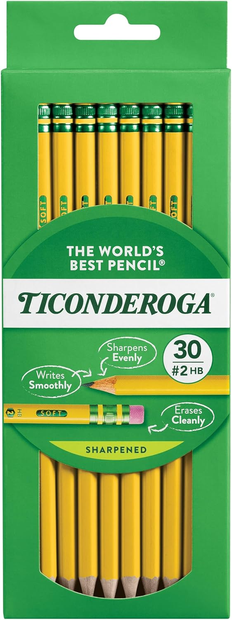 Ticonderoga Dixon Wood-Cased 2HB Pencils, Pre-Sharpened, Box of 30, Yellow (13830) image number 2