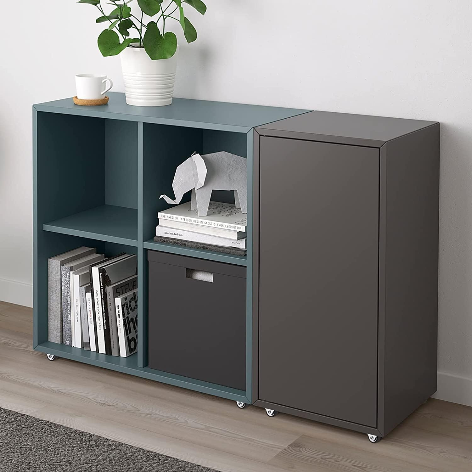 Mini Fixed Casters Wheels 1 Inch Silent Ball Bearing Small Casters Wheels for Cart, Metal Top TPE Rubber Directional Wheel Low Profile Casters for Furniture Cabinets under Bed Drawer with Screws 4 Pcs image number 4