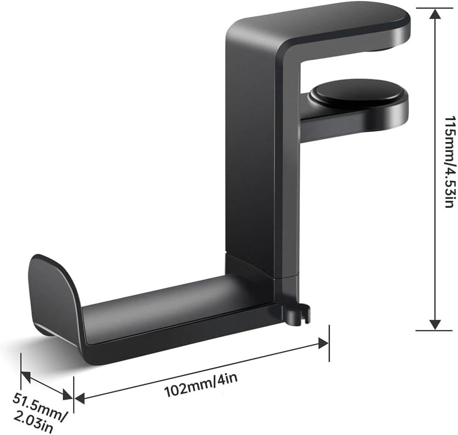 Headphone Stand Hanger Holder,Pc Gaming Headset Hook Holder Hanger Mount, Headphones Stand,Under Desk Clamp on Design, Universal Fit, Built in Cable Clip Organizer image number 3