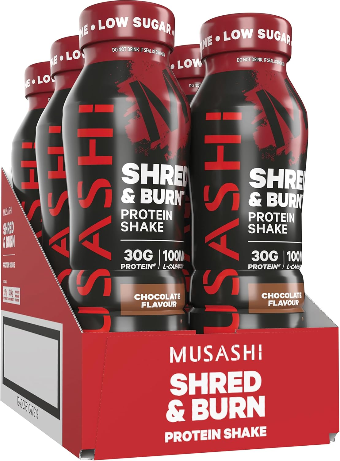 Musashi Muscle Recovery Ready to Drink Protein Shake - High Protein, Low Carb - Chocolate 6 Pack