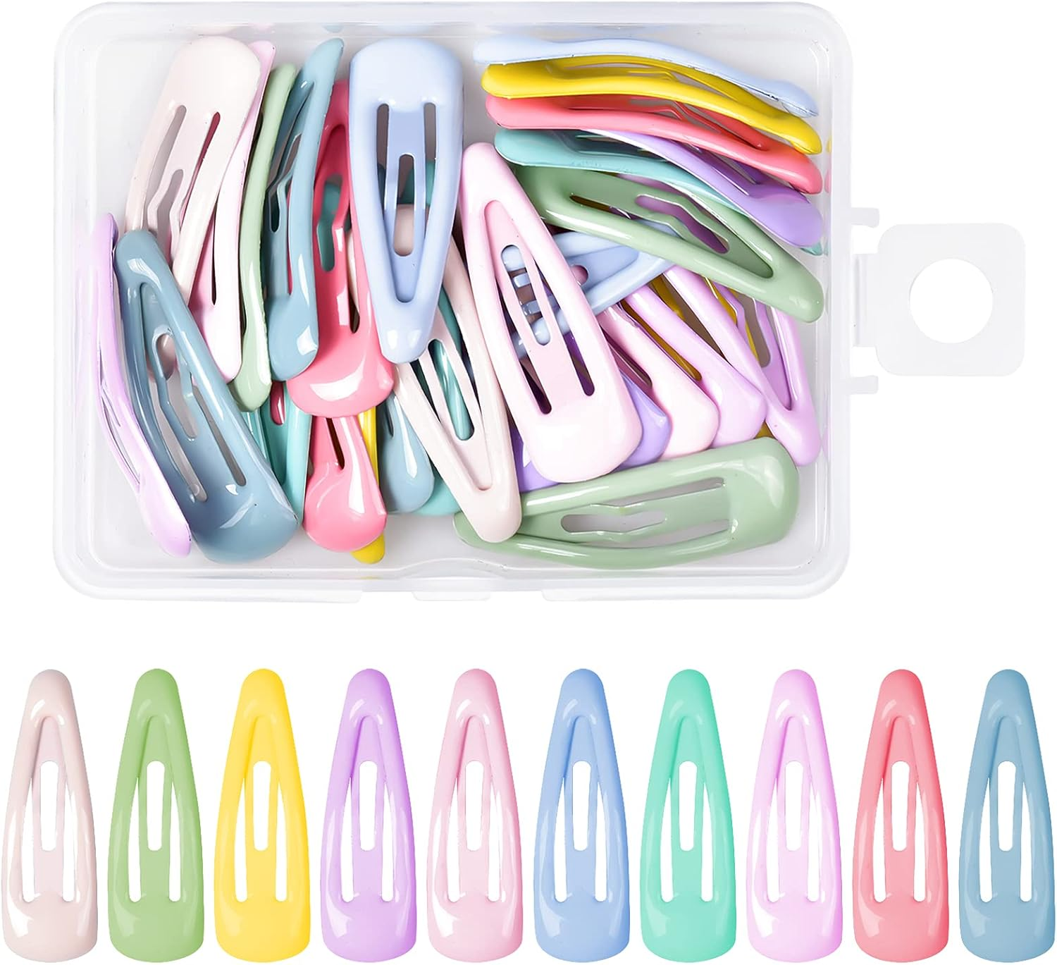 Girls Hair Clips 30 Pieces No-Slip Metal Hair Clips, Colorful Snap Barrettes for Girls, Drop Shape Clips, Candy Color Hair Barrettes Mini Sleepy Clips, for Toddler, Kids, Teens, Girls, Women image number 2