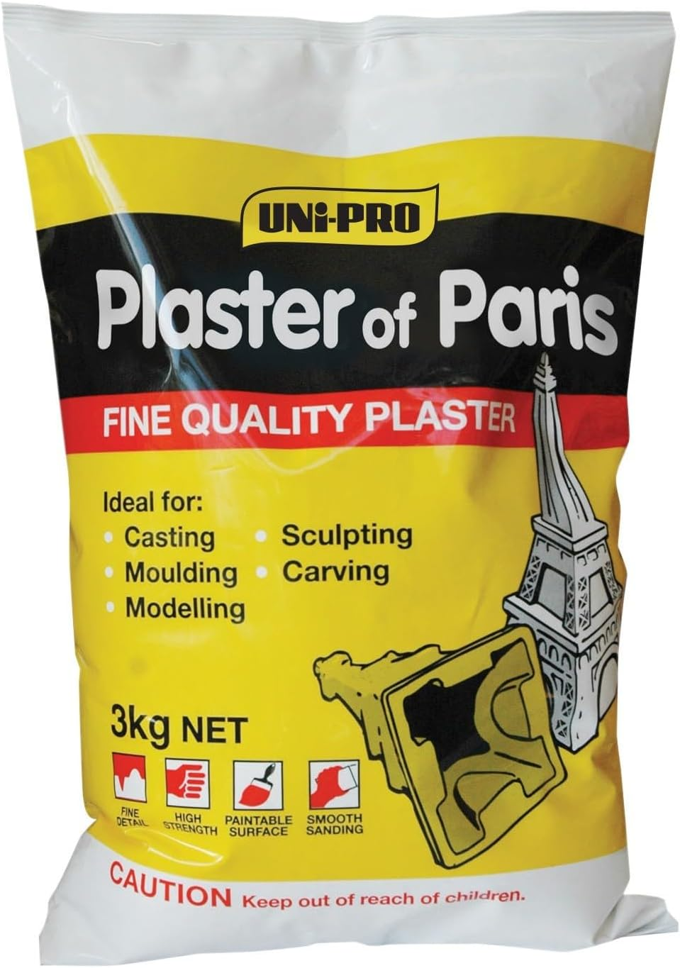 Uni-Pro 3 Kg Plaster of Paris, Multicolor, 3 Kg, Ideal for Casting, Molding, Sculpting, Fast-Drying