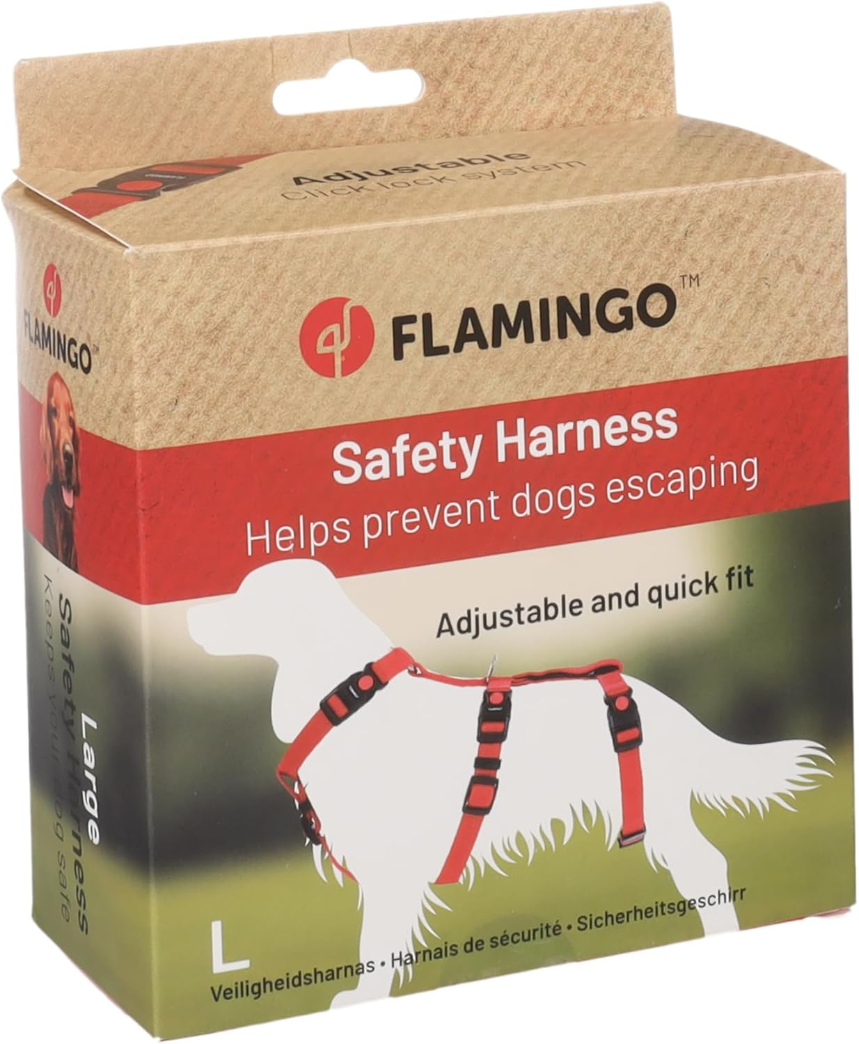 Zera Dog Safety Harness, Red, L 60-85 Cm, 70-100 Cm, 56-95 Cm, 25 Mm image number 1