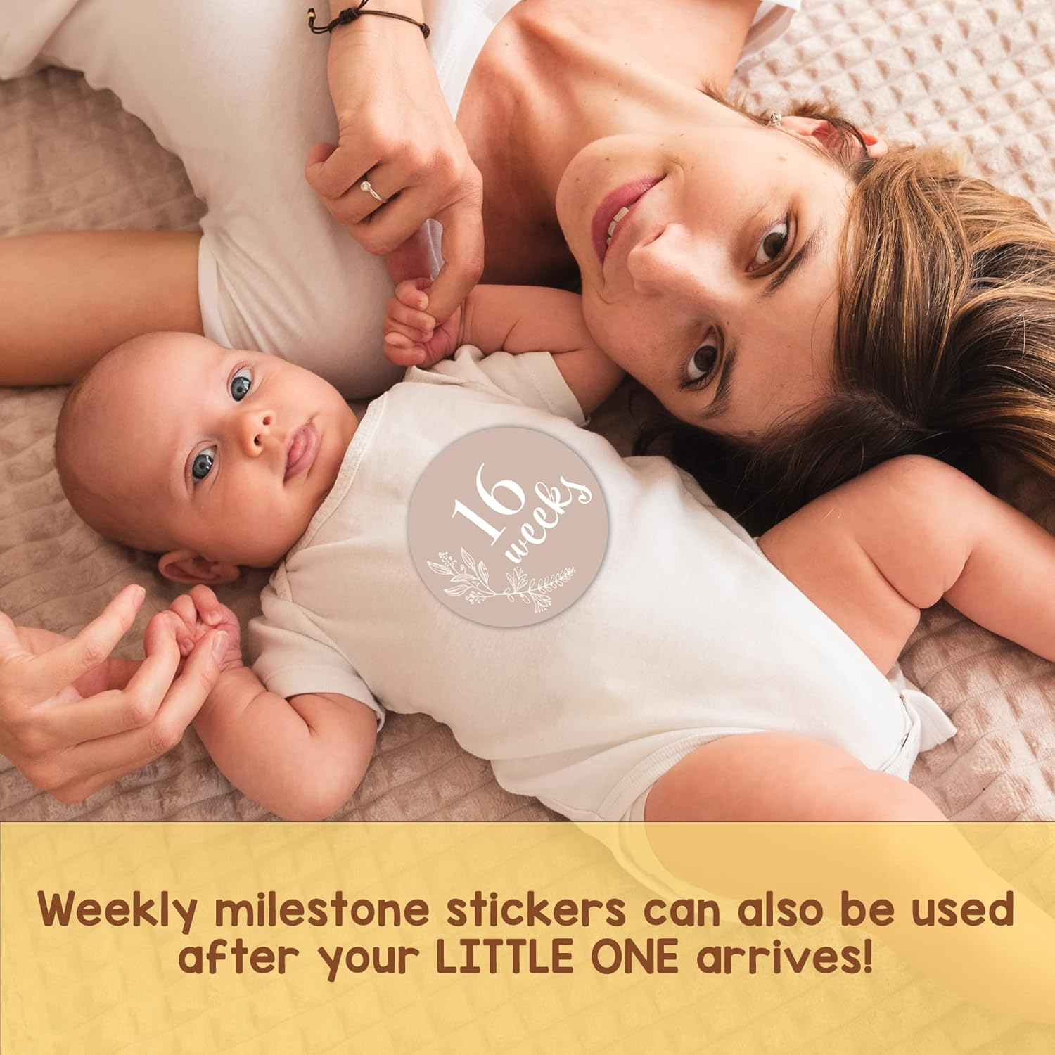 Pregnancy Weekly Milestone Signs 24 Pack, Weekly Baby Bump Stickers Baby Shower Pregnancy Gifts for First Time Moms, Gender Neutral Pregnancy Photography and Announcement Cards image number 3