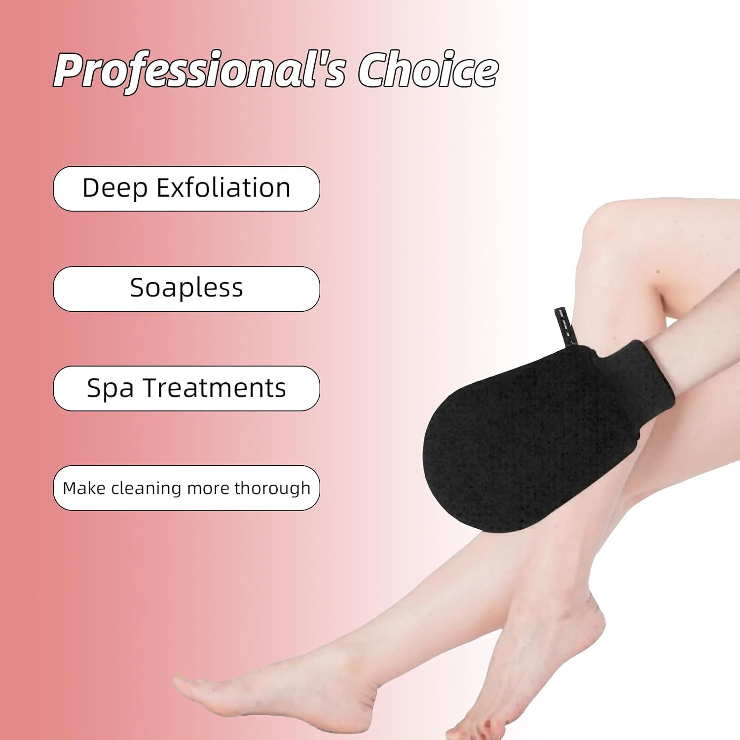 Luojinluoda Korean Exfoliating Mitts Body Scrub Glove - Premium Kessa Exfoliating Glove for Deep Cleaning, Dual-Sided Body Scrubber for Women/Men, Dead Skin Remover Spa Essential, Self-Tan Removal (Black) image number 5