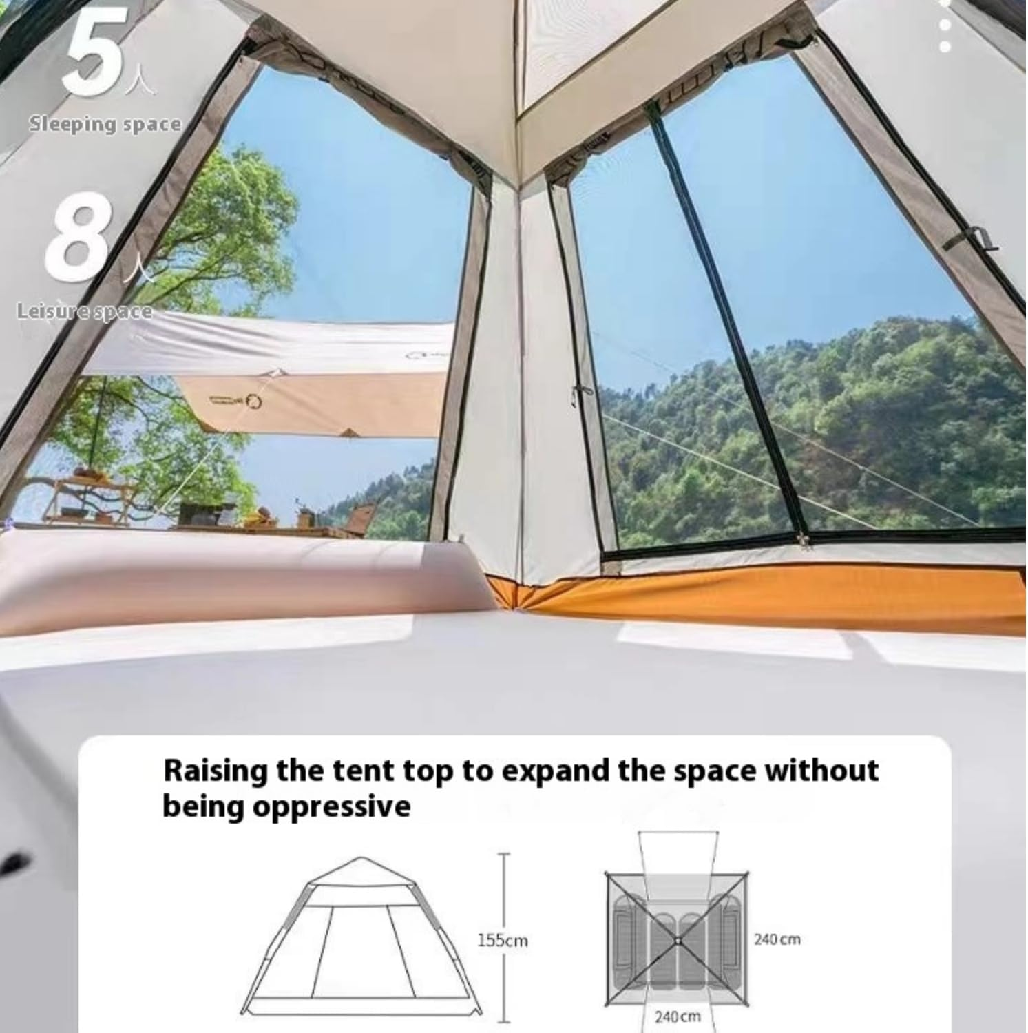 4-6 Person Camping Tents with Quick Setup Folding Pop up Tent | Backpacking Tent for Hiking, Travel, or Beach | Inflatable Tents for Camping | Waterproof Tent for Beach image number 5