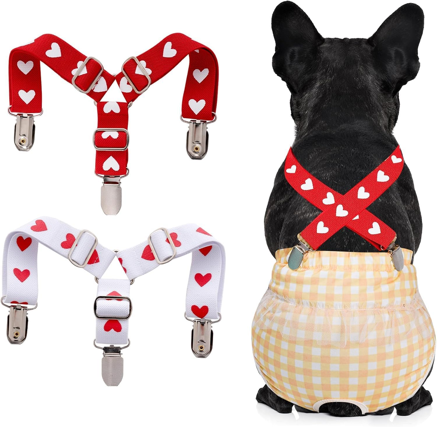 2Pcs Dog Diaper Suspenders for Diapers Adjustable Dog Suspenders Diaper Keeper Suspenders Dog Diaper Suspenders for Dog Diapers Skirts Dresses Pants Clothes (Style 1, M, Count, 1) image number 1