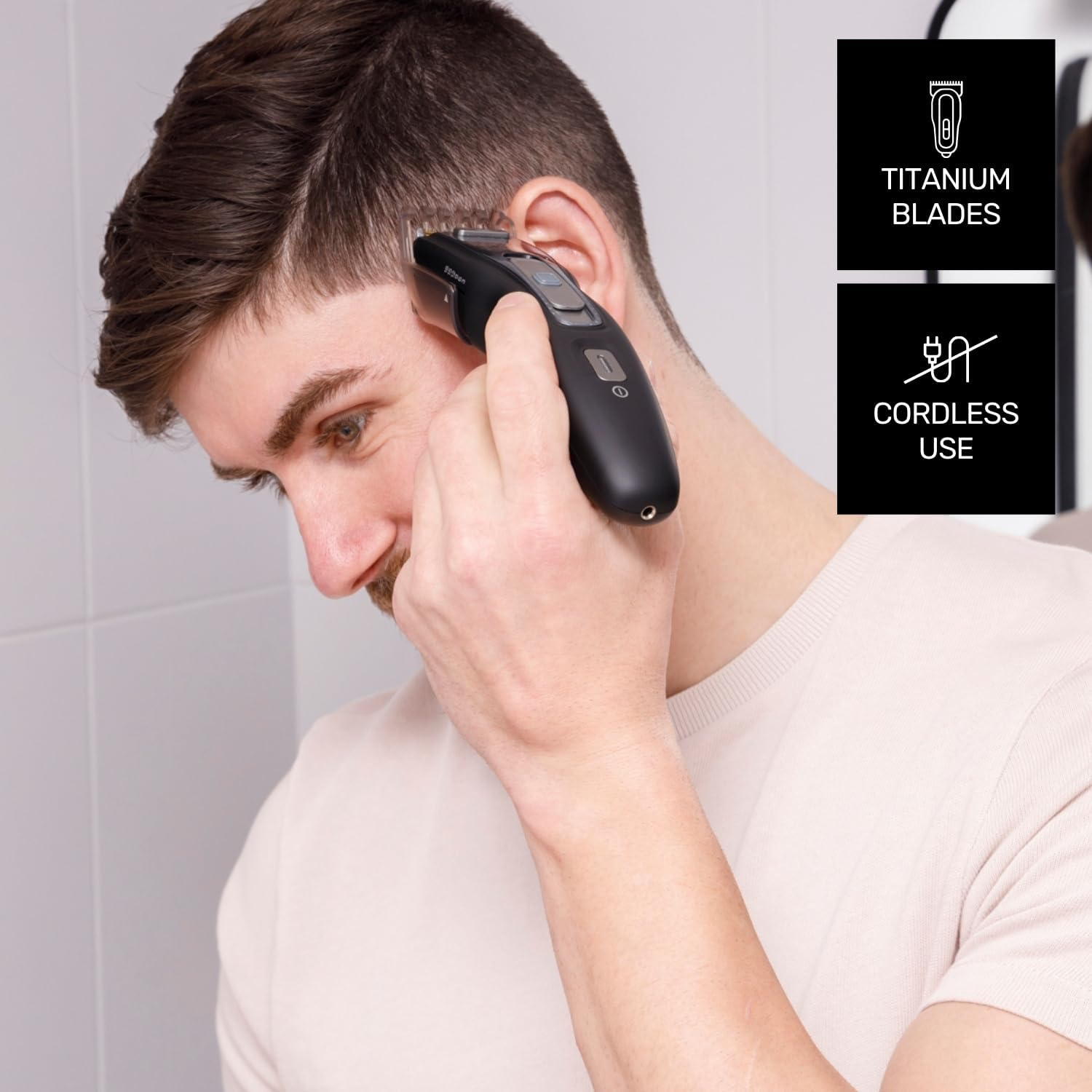 Taurus - Nixus Titanium Hair Clipper | 8000 RPM | Titanium Blades | Safe Cut Button | With/Without Cable | 60 Min Autonomy | Adjustable Guide Comb 1-18Mm | Quick Charge 1.5H | Case and Accessories image number 1