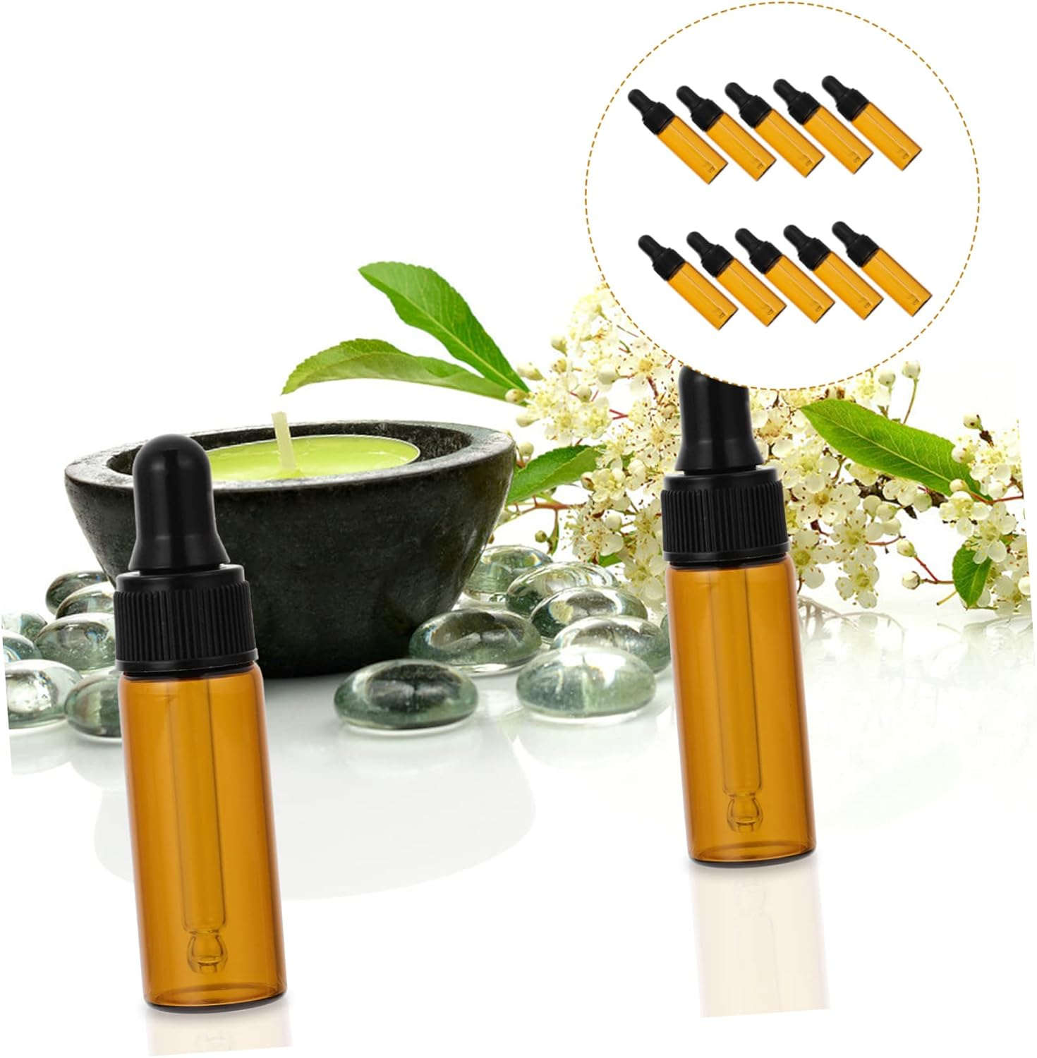 Homoyoyo 10 Pack 5Ml Amber Glass Dropper Bottles - Essential Oil and Perfume Vials with Eye Droppers for Makeup - Aromatherapy and Lotion Dispenser Perfect for Travel and DIY Blends