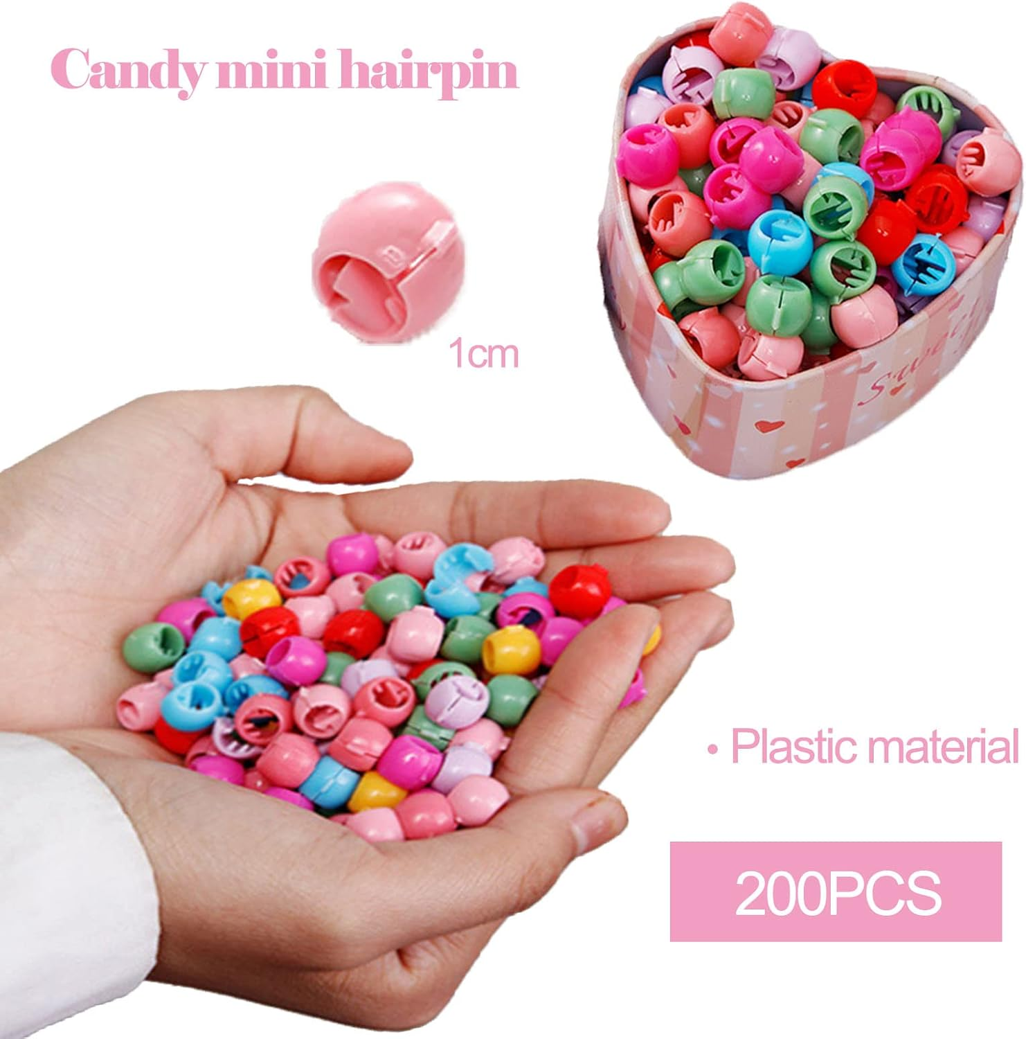 Pack of 200 Mini Hair Clips Small Hair Clips Colourful Pearl Hair Clips Plastic Rainbow Clip Small Hair Grippers Multicoloured Hair Beads Clip Hair Claws Hair Accessories for Girls Women