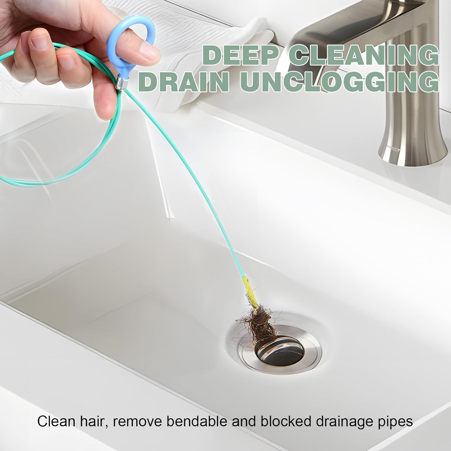 5 Pieces Drain Cleaner Spiral 90 Cm Anti-Break Steel Pipe Cleaner Spiral with Nylon Coating Drain Snake for Bathroom Kitchen Sink image number 1