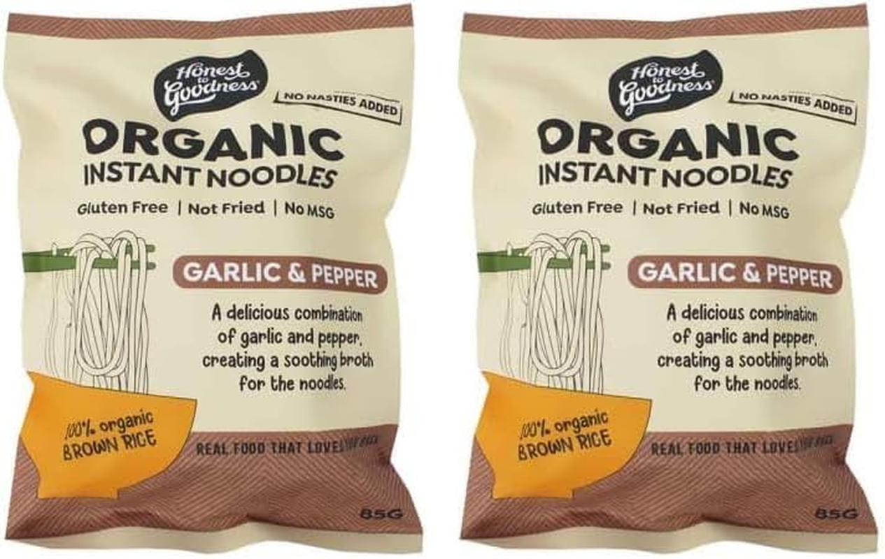 Honest to Goodness, Organic Instant Noodles Garlic & Pepper, 85 Grams - within Minutes Enjoy the Brown Rice Noodles with a Warming and Soothing Broth.