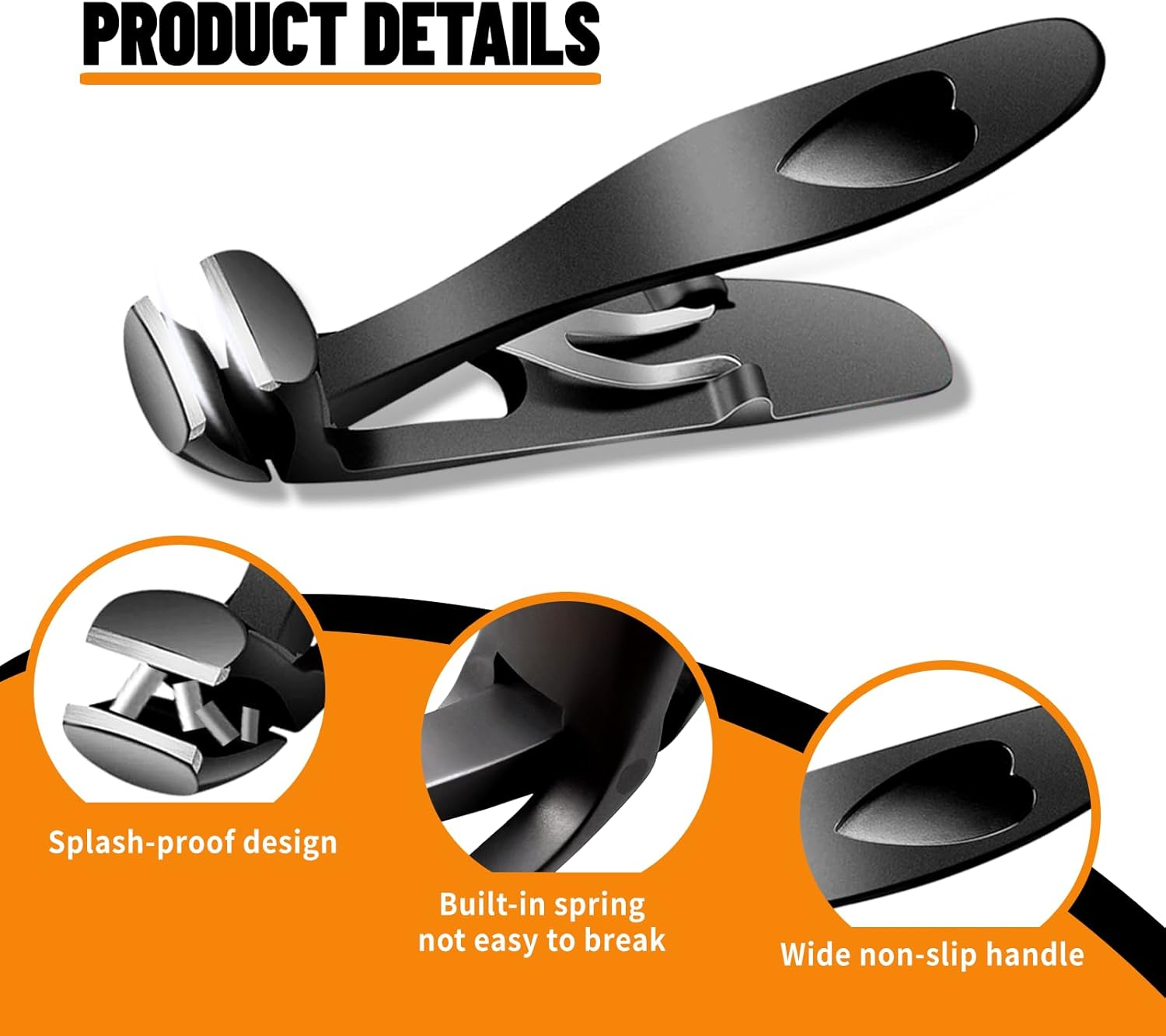 Angled Head Nail Clippers,Toenail Clipper with Metal Nail File for Men and Women,Silver image number 5