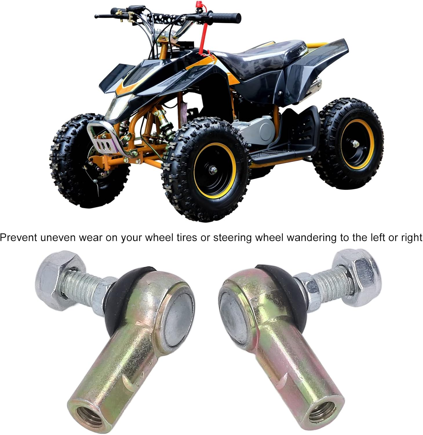 Tie Rod End, Sway Bar Ball Joint 2 Pcs Heavy Duty Vibration Proof M10 for ATV, Ball Joint Tie Rod End Kit Replacement image number 1