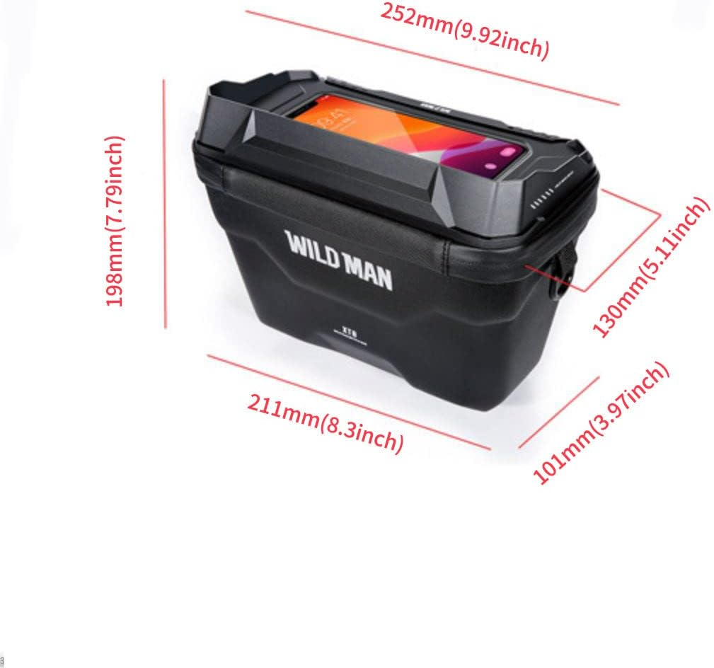 WILD MAN 3L Rainproof Hard Shell Bike Handlebar Bag for MTB, Road Bike, Scooter (XT8, Black) image number 1