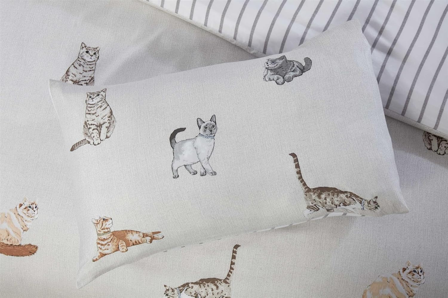 Rapport Home Cats Bedding Set - Purrfect Microfibre 180TC Reversible Single Grey Duvet Cover Set image number 3