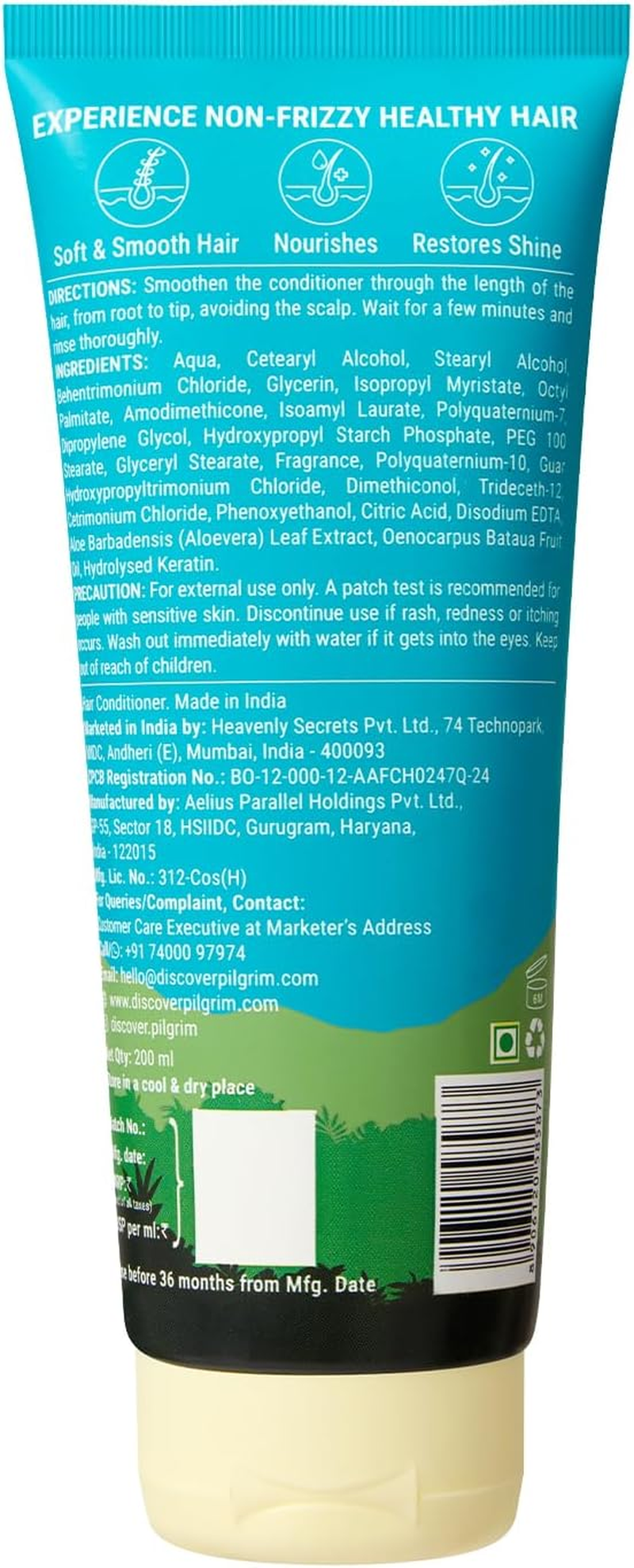 Pilgrim Hair Conditioner, 200Ml, Patu&aacute; & Keratin, Silicone Free, for Dry & Frizzy Hair image number 5