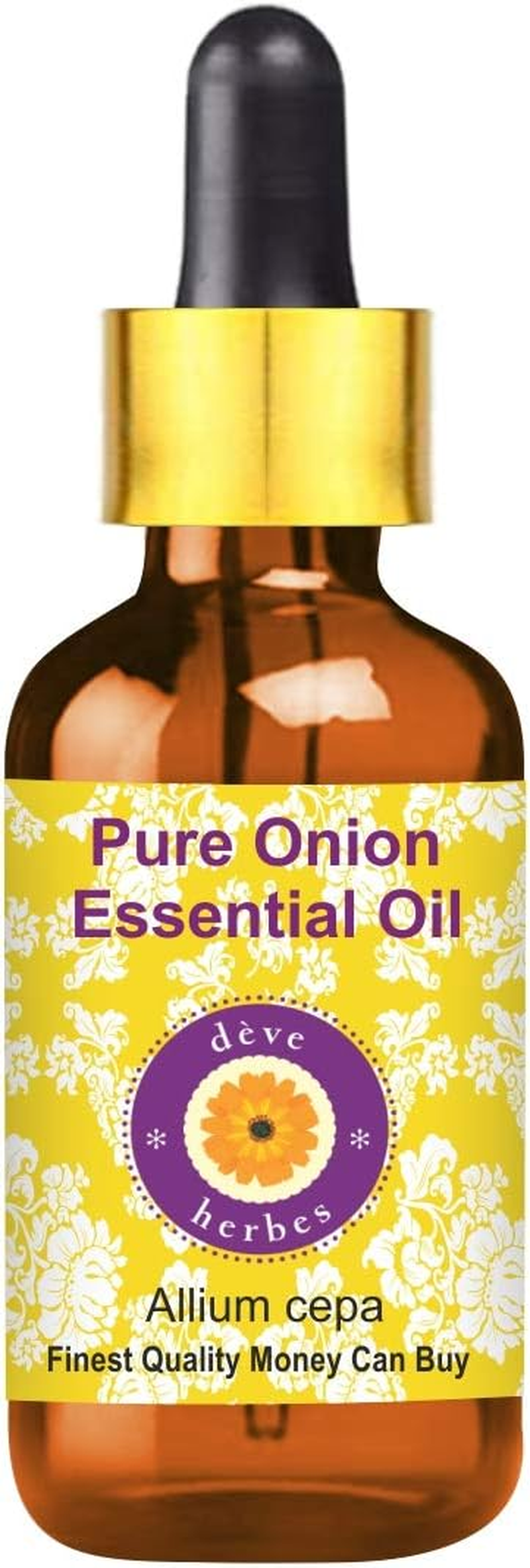 Deve Herbes Pure Onion Essential Oil (Allium Cepa) with Glass Dropper 100% Natural Therapeutic Grade Steam Distilled 5Ml (0.16 Oz)